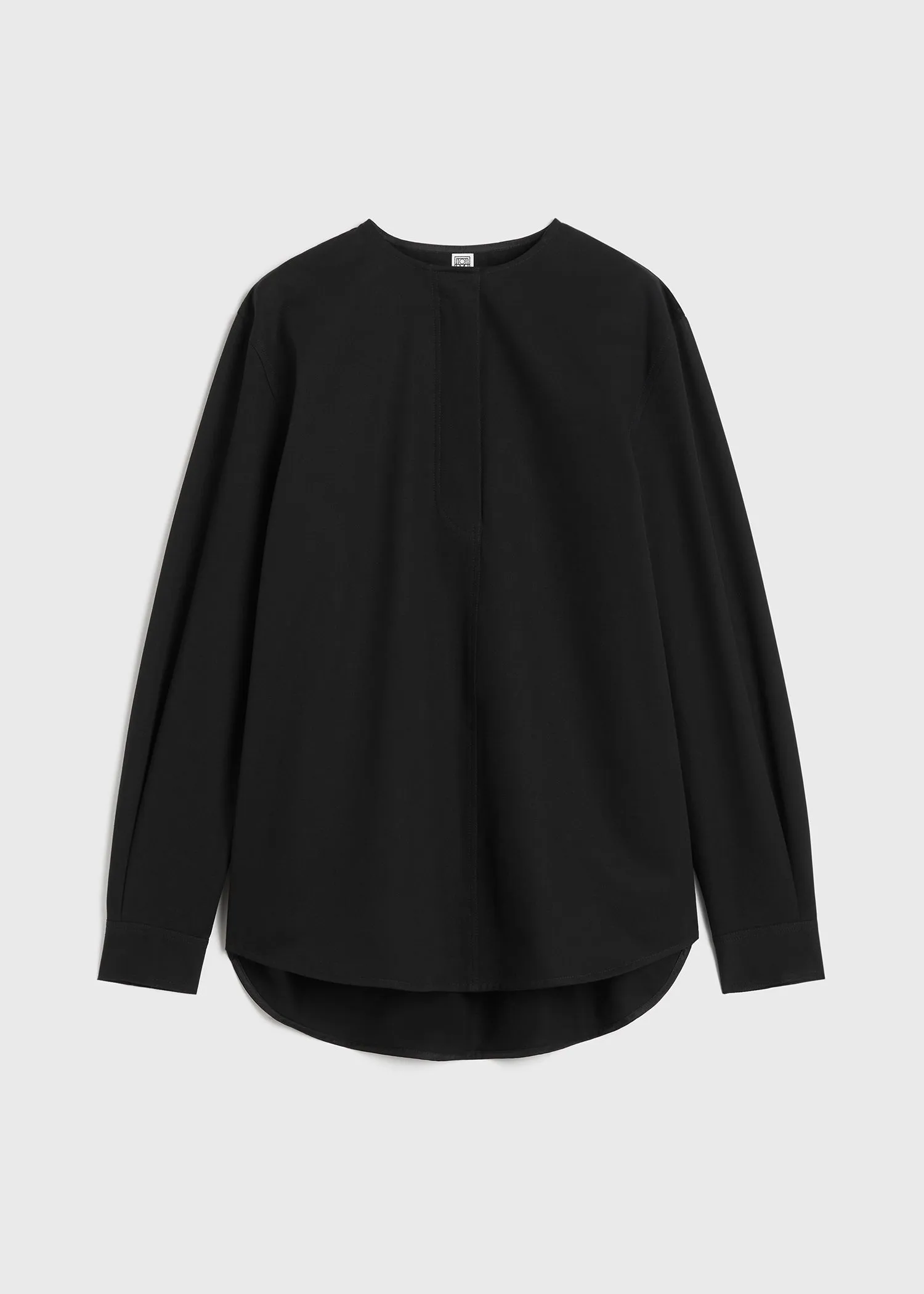 Collarless cotton-twill shirt black sold by Toteme product image thumbnail 5