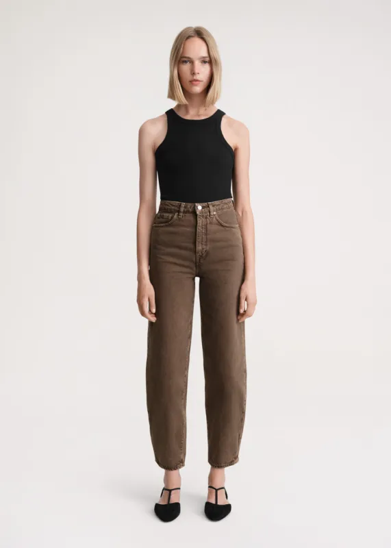 Barrel leg denim washed chocolate sold by Toteme