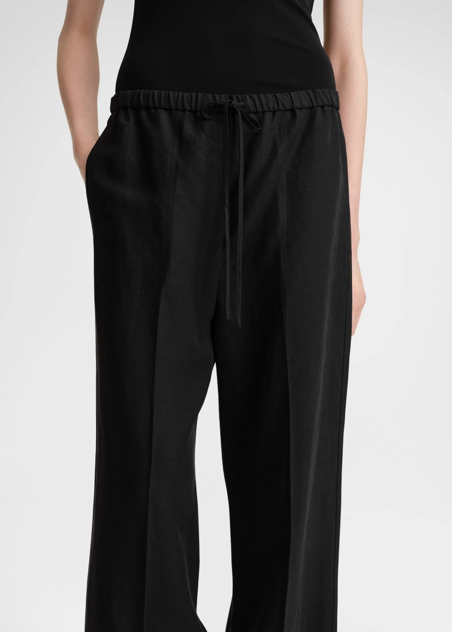 Fluid drawstring trousers black sold by Toteme product image thumbnail 4