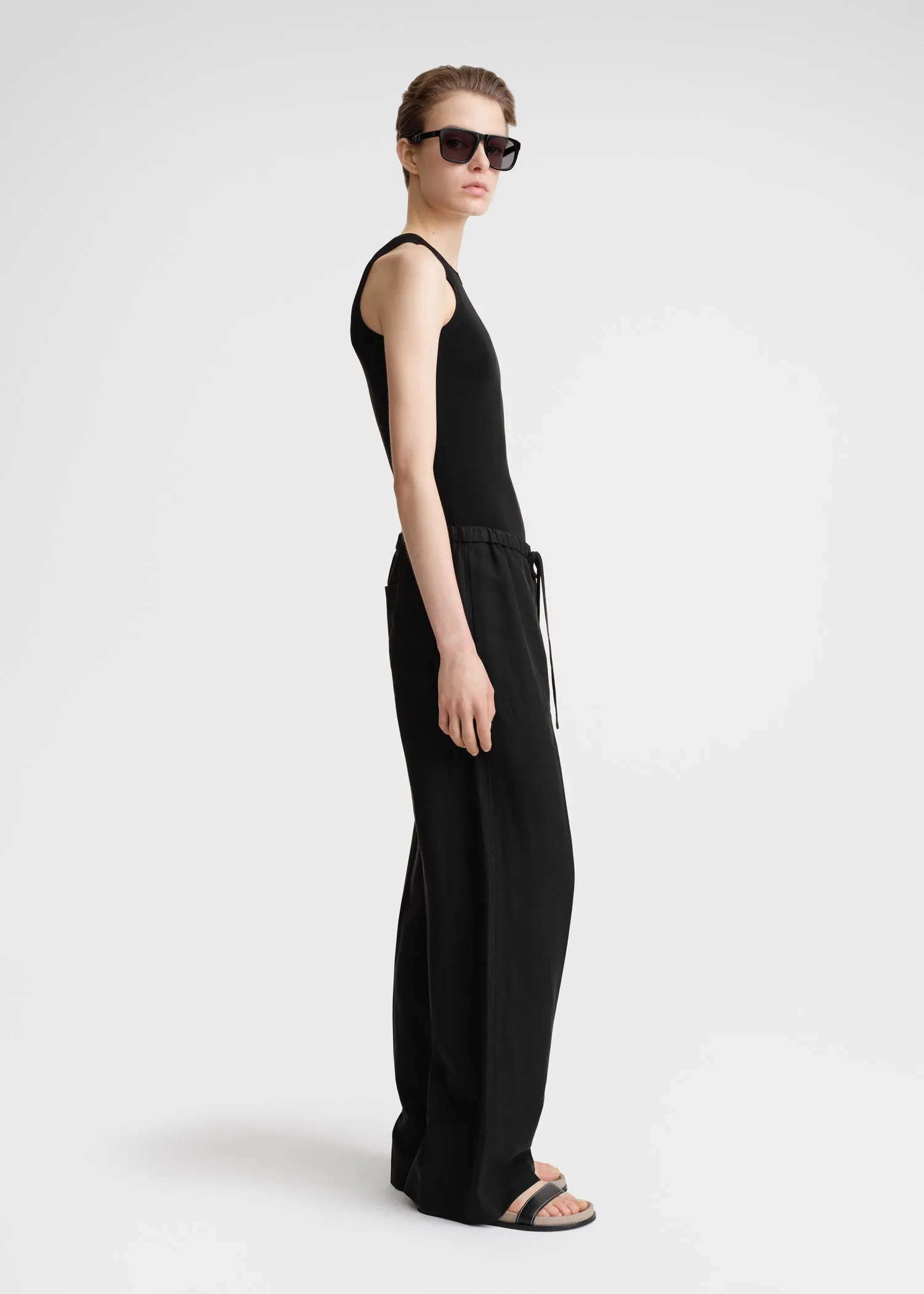 Fluid drawstring trousers black sold by Toteme product image thumbnail 2