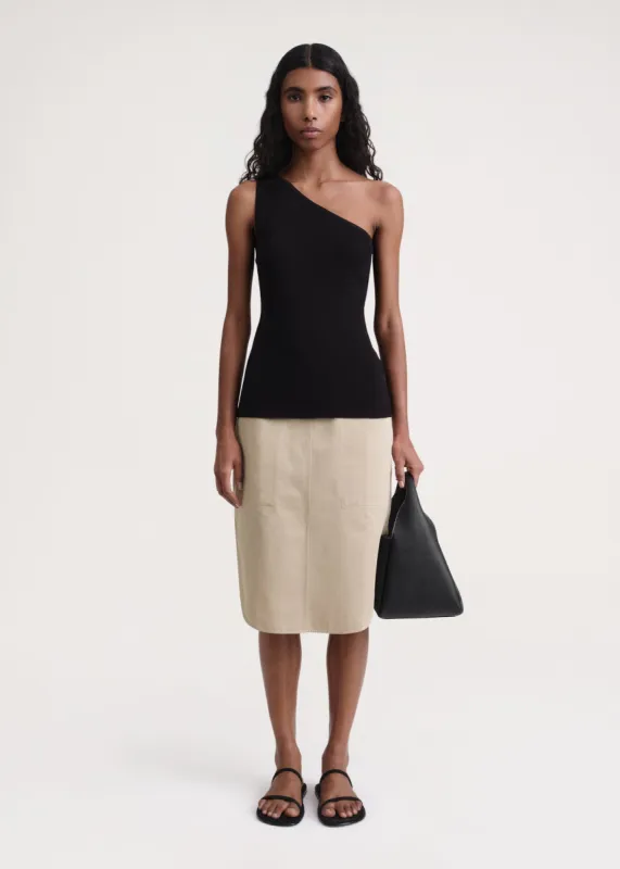 One-shoulder ribbed top black sold by Toteme