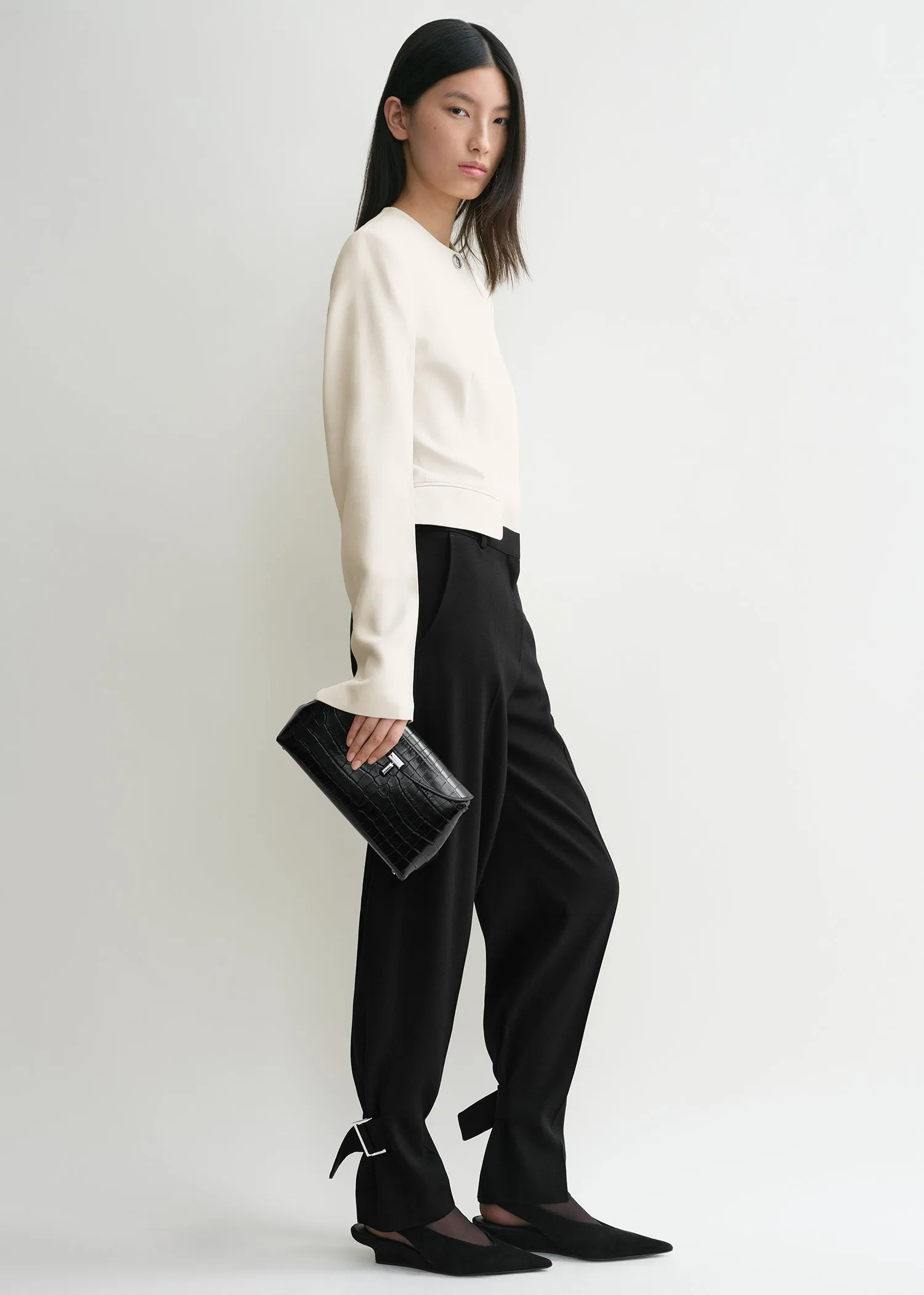 T-Lock croco-embossed clutch black sold by Toteme product image thumbnail 3