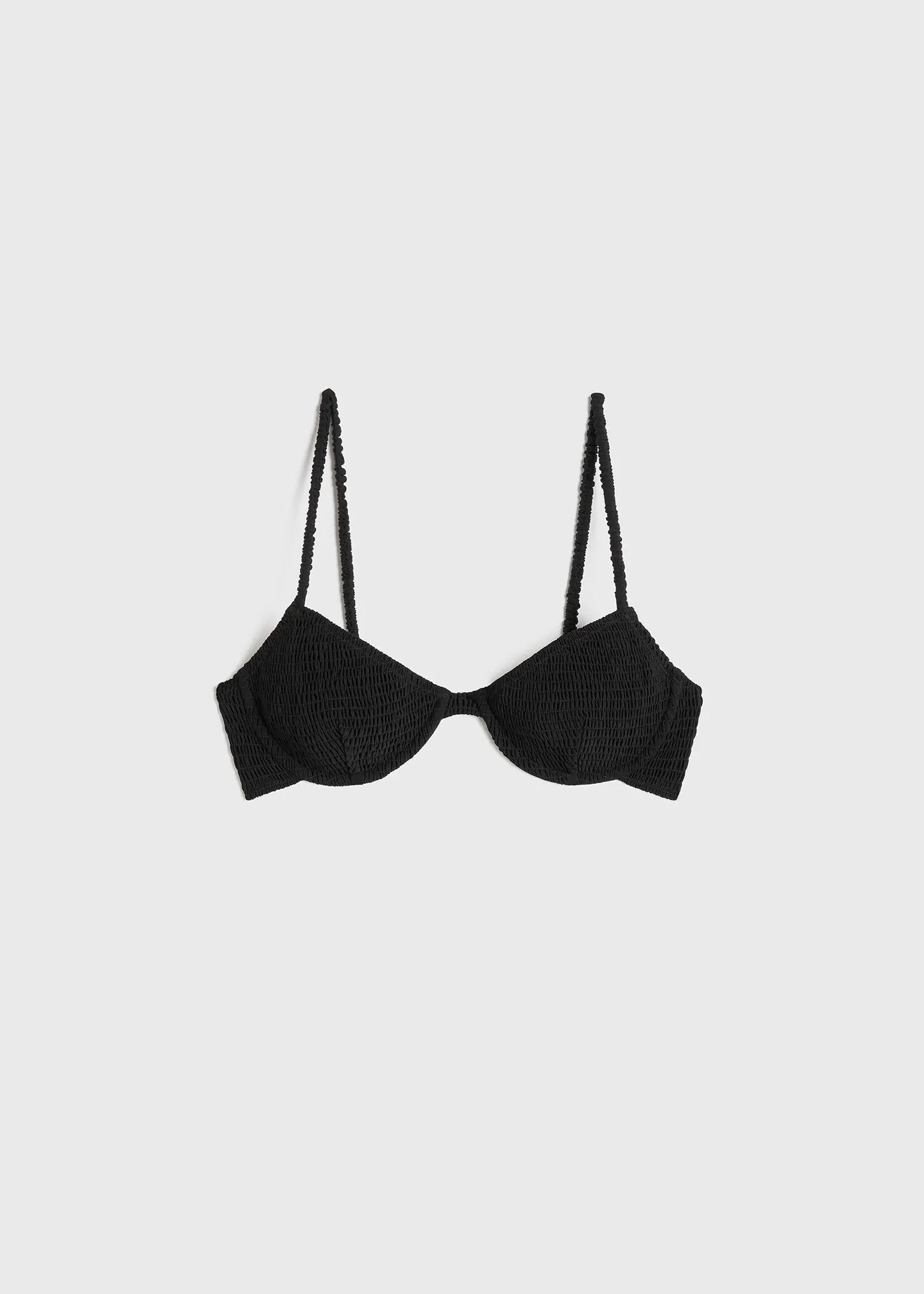 Smocked half-cup bikini top black sold by Toteme product image thumbnail 5