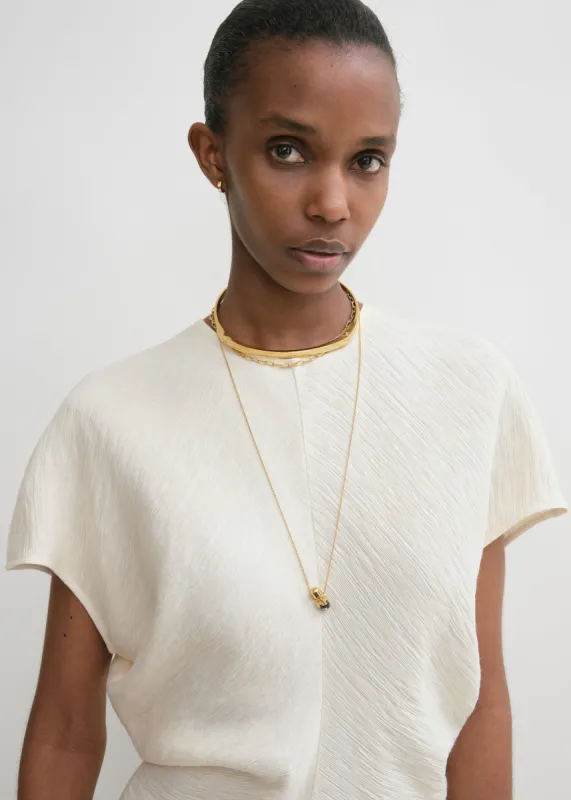 toteme slouch waist crinkled dress cream Toteme Slouch Waist Crinkled Dress - Cream