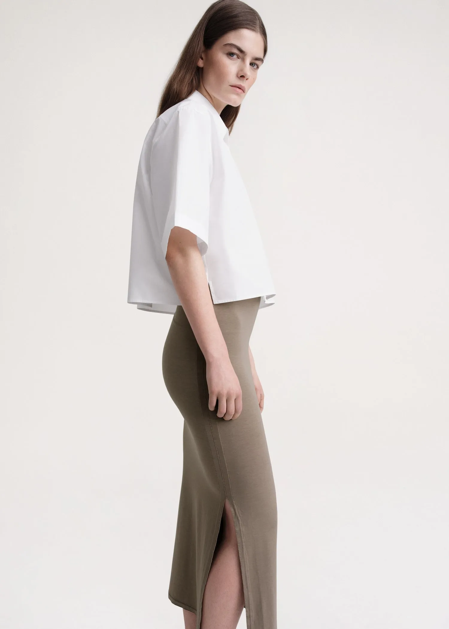 Side-slit jersey skirt dark taupe sold by Toteme product image thumbnail 4
