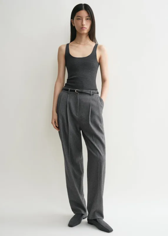 Double-pleated tailored trousers grey melange sold by Toteme