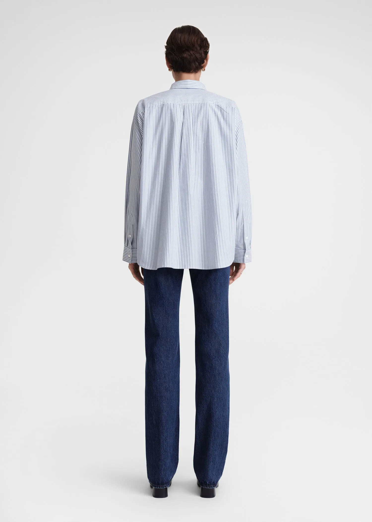 Striped half-placket shirt blue/white sold by Toteme product image thumbnail 3