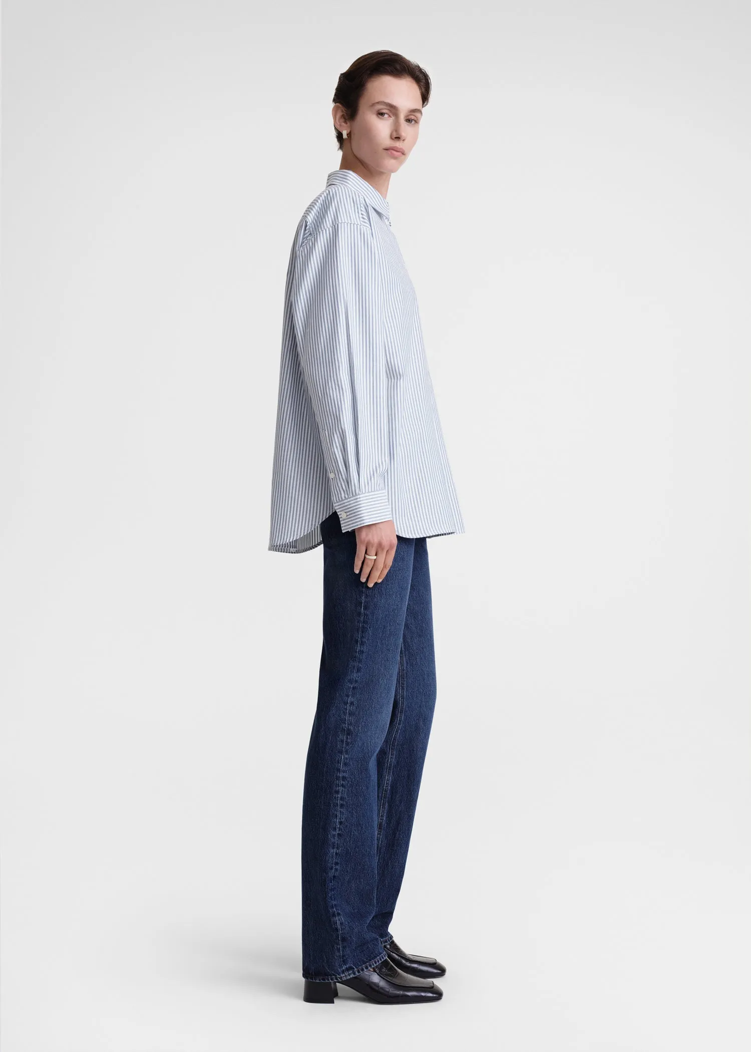 Striped half-placket shirt blue/white sold by Toteme product image thumbnail 2