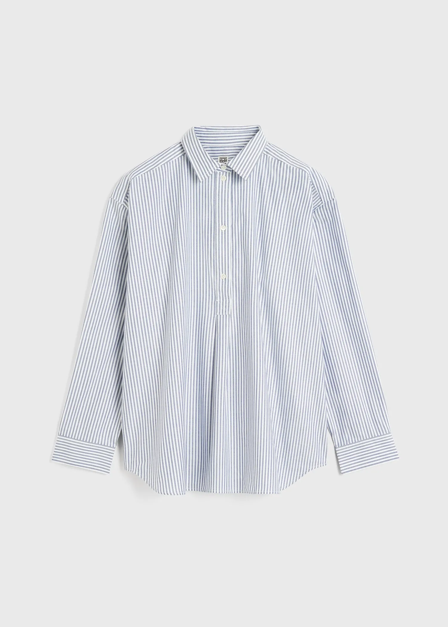 Striped half-placket shirt blue/white sold by Toteme product image thumbnail 5