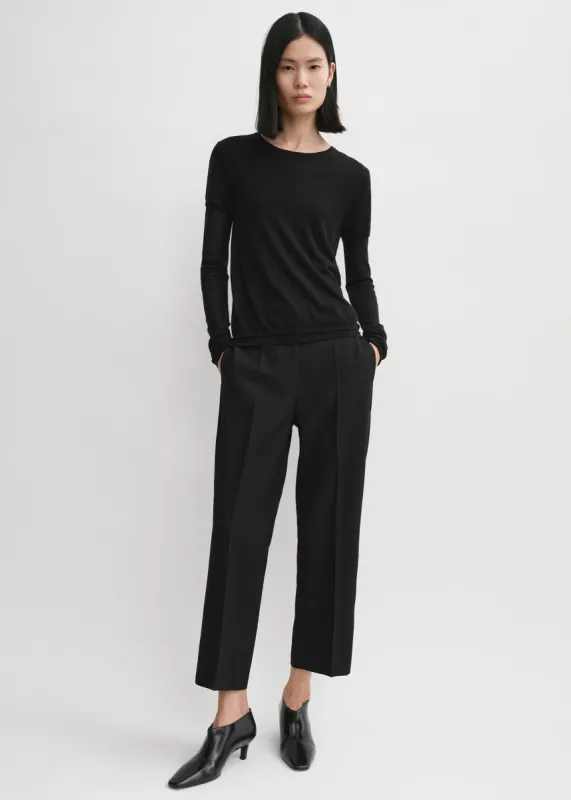 Layered knit tee black sold by Toteme