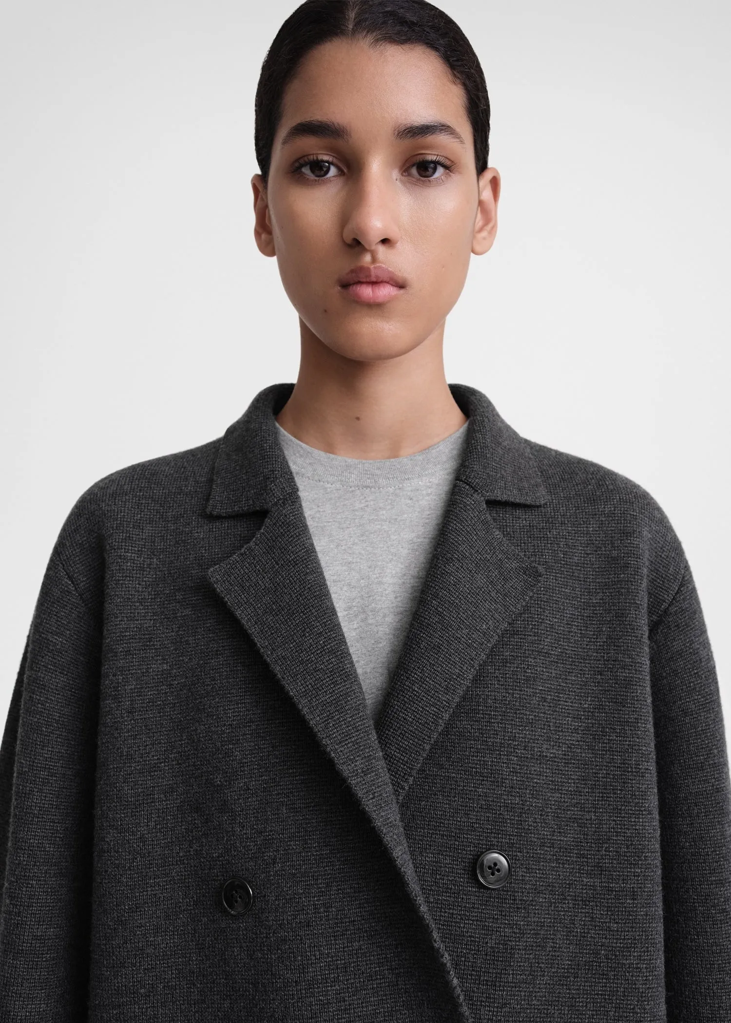 Knitted wool blazer dark grey mélange sold by Toteme product image thumbnail 4