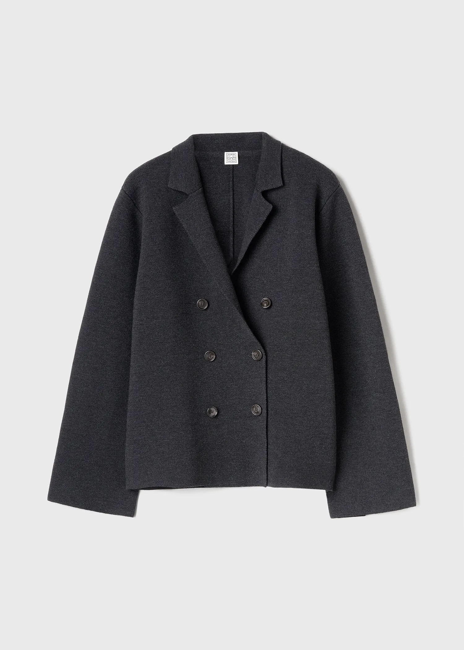 Knitted wool blazer dark grey mélange sold by Toteme product image thumbnail 5