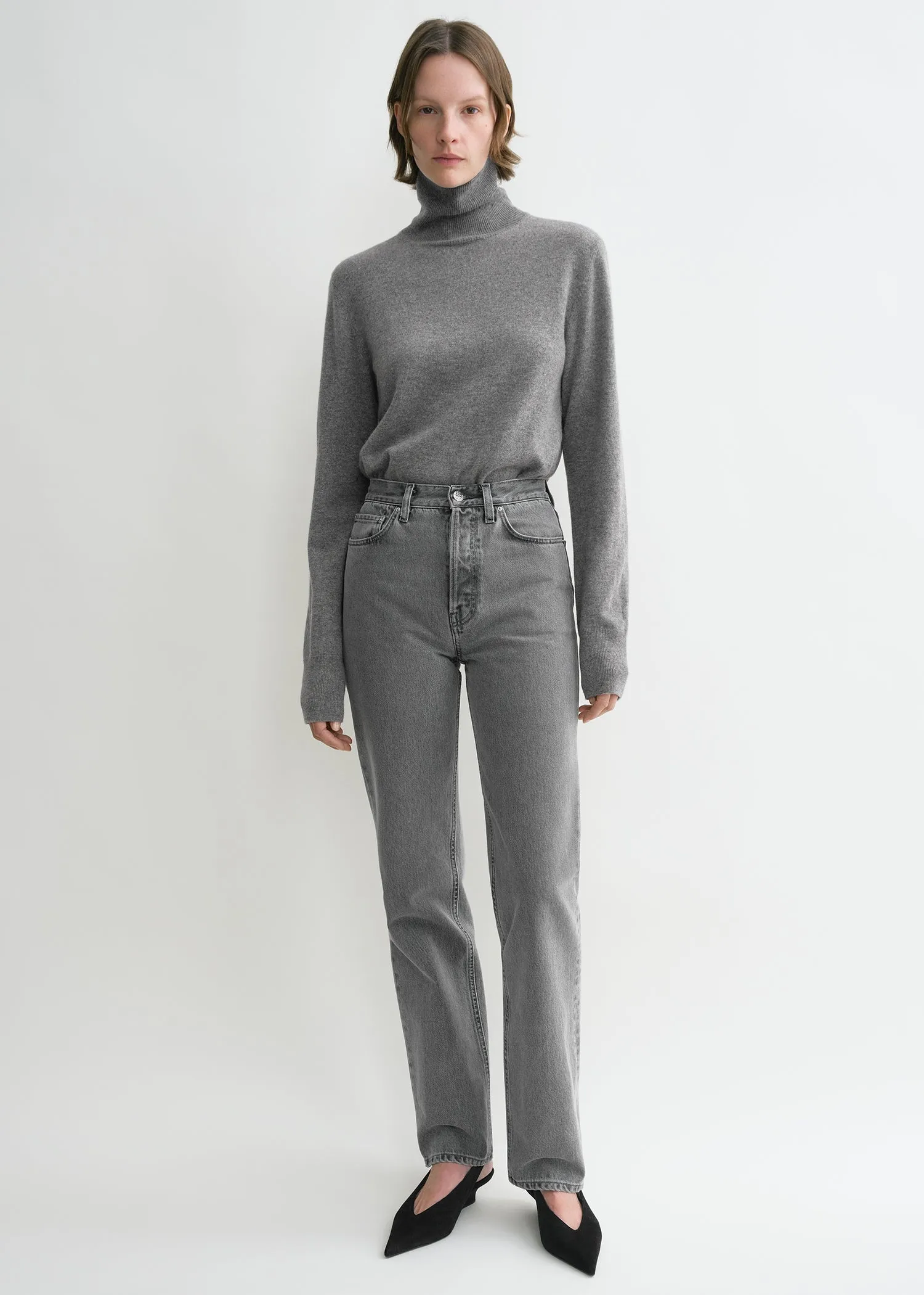 Classic cut denim full length mid grey sold by Toteme