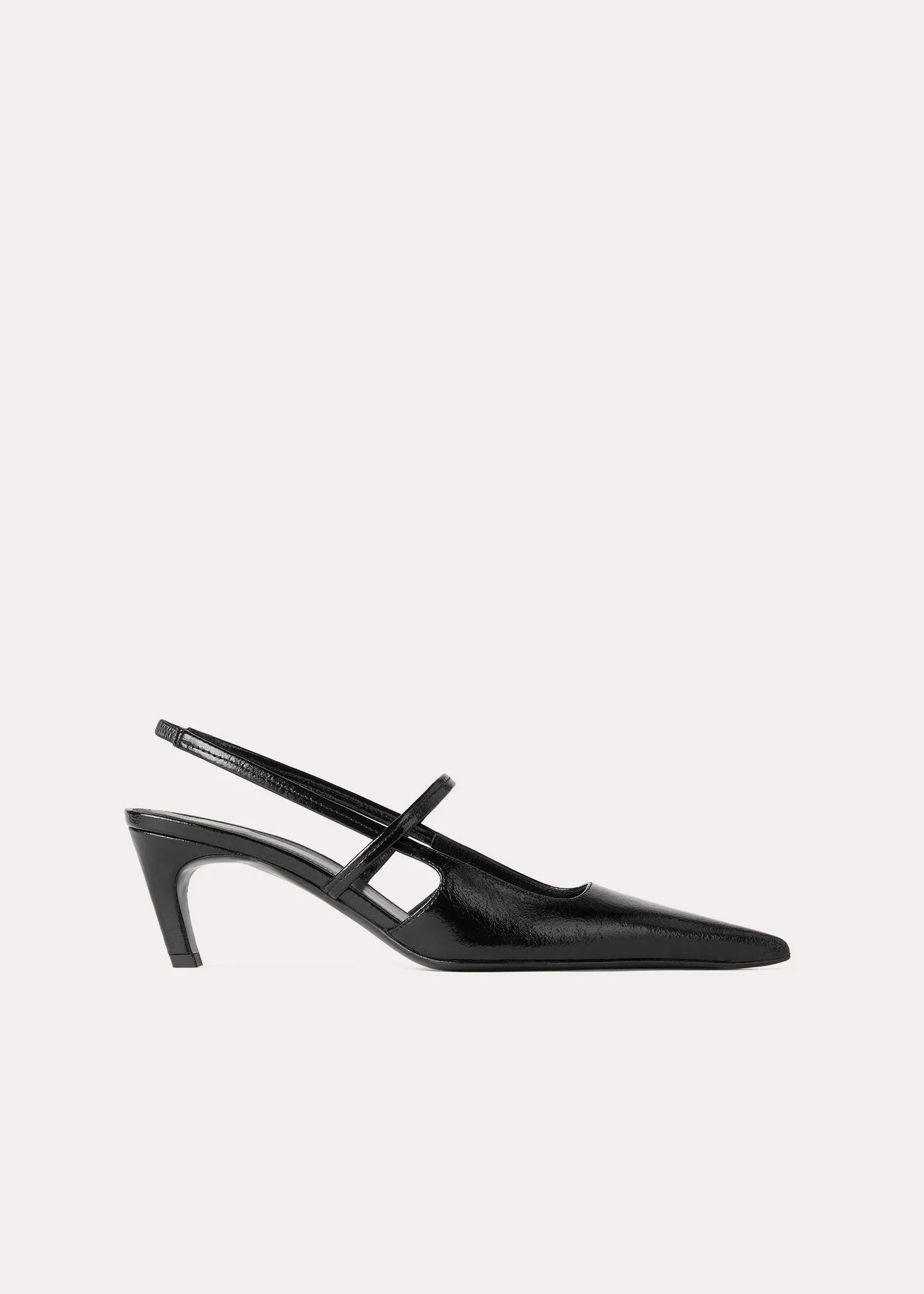 Sharp crackled-leather slingbacks black sold by Toteme