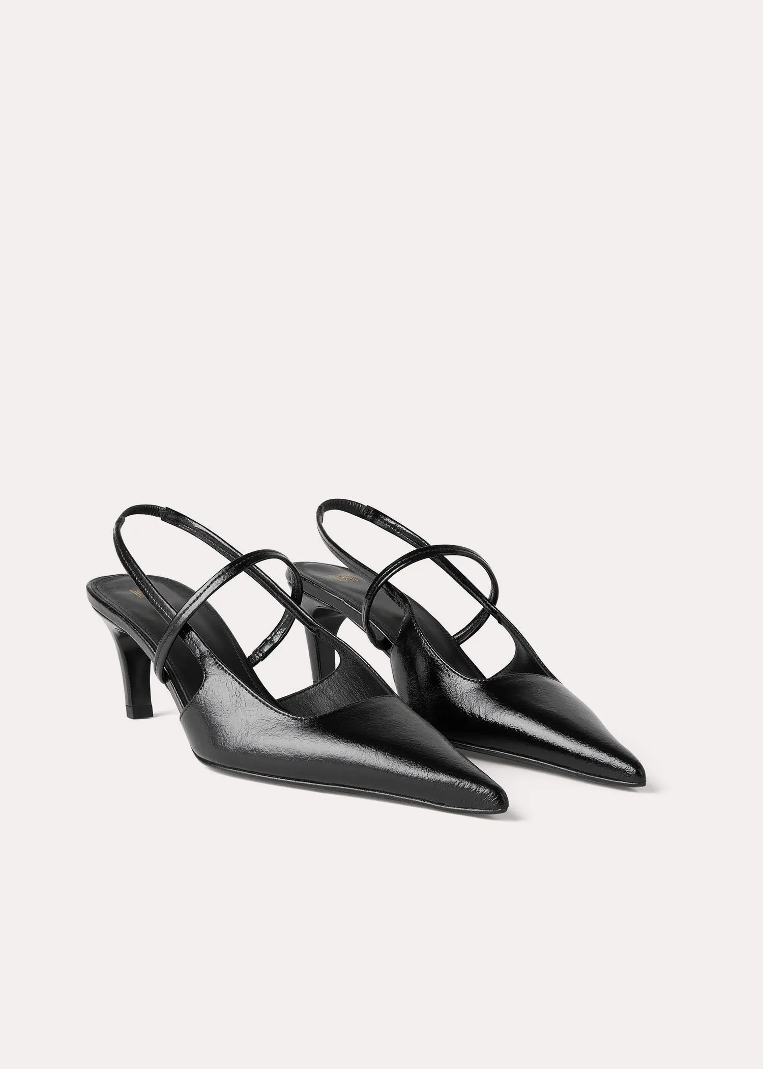 Sharp crackled-leather slingbacks black sold by Toteme product image thumbnail 3