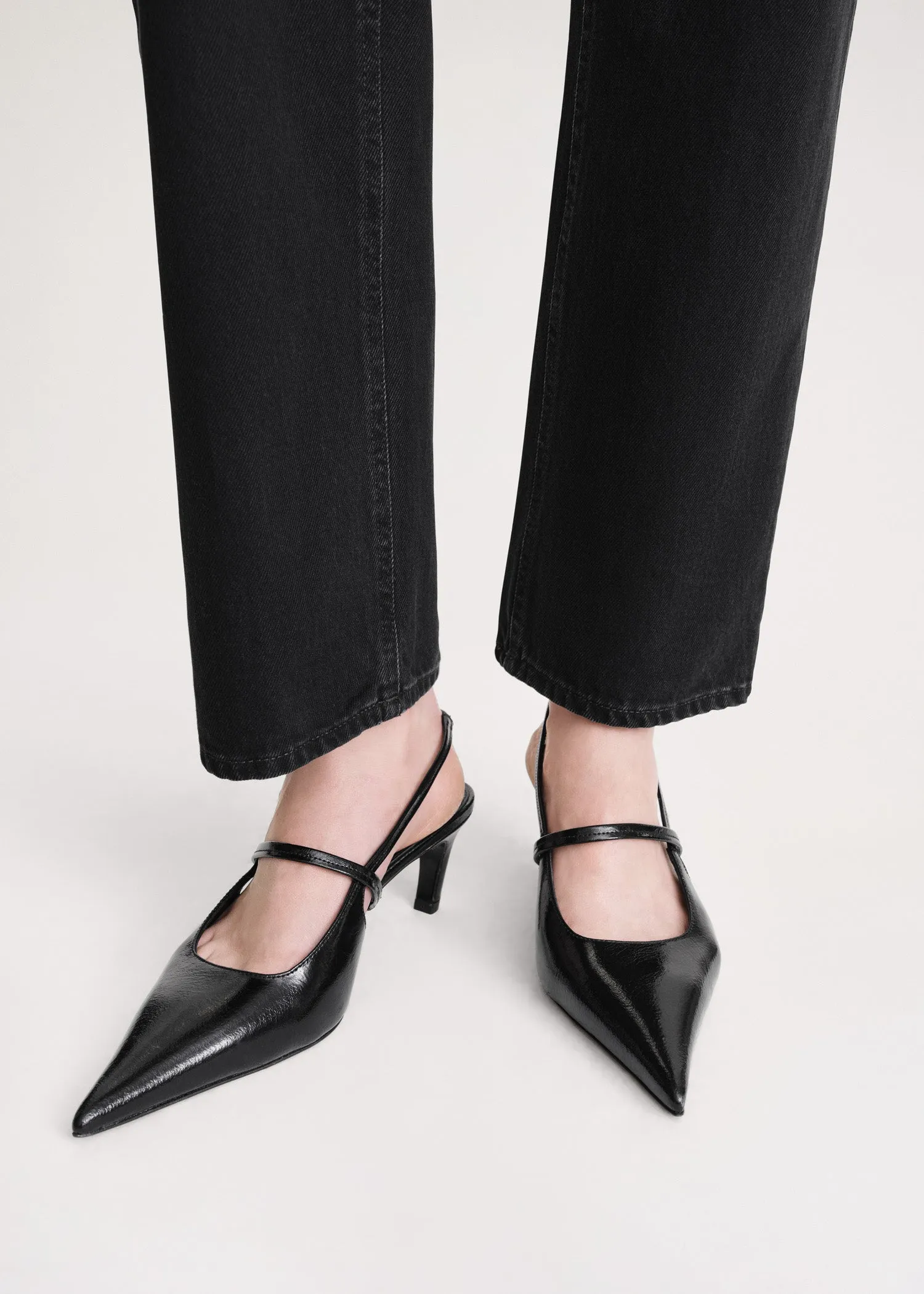Sharp crackled-leather slingbacks black sold by Toteme product image thumbnail 2