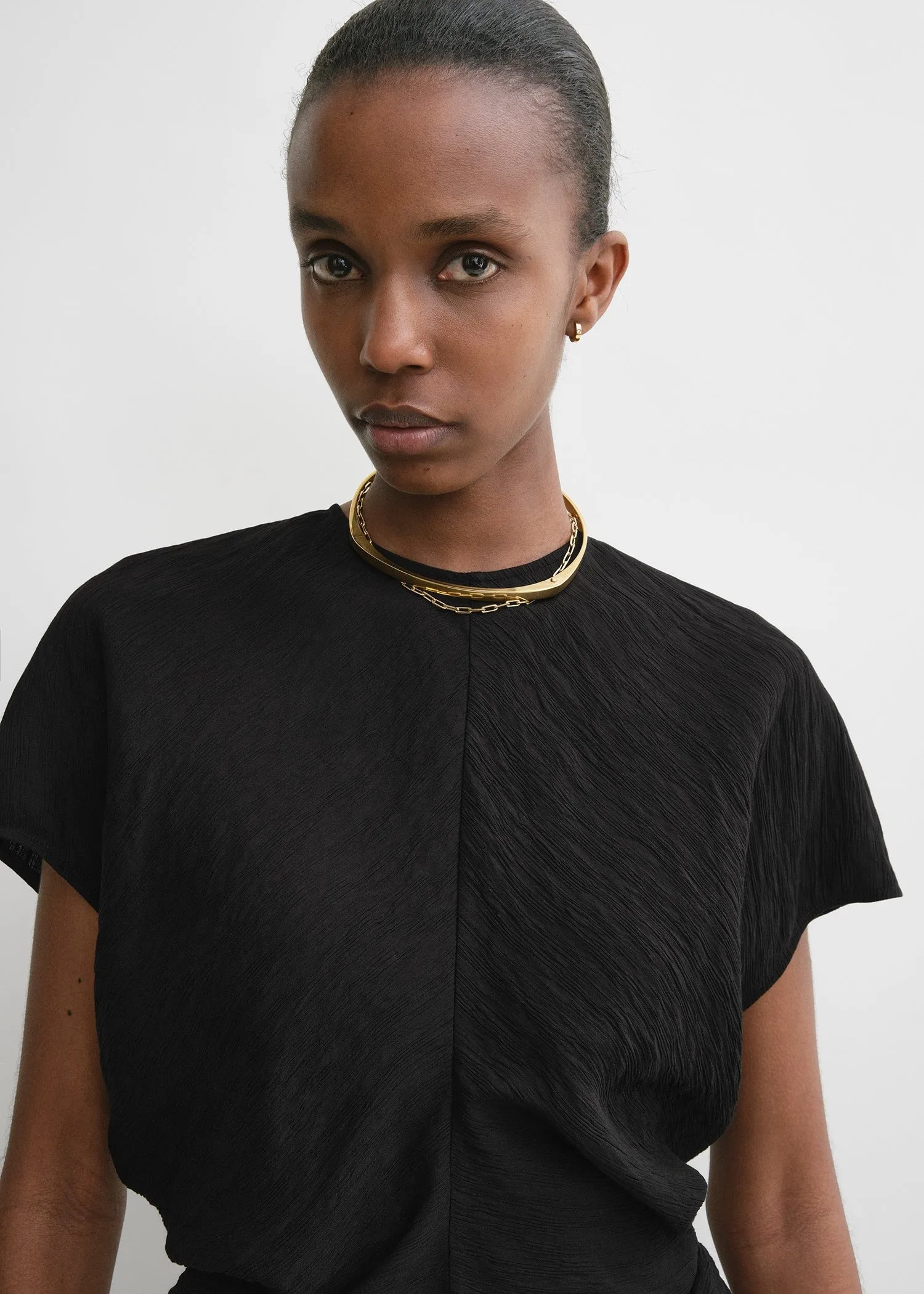 Slouch waist crinkled top black sold by Toteme product image thumbnail 4