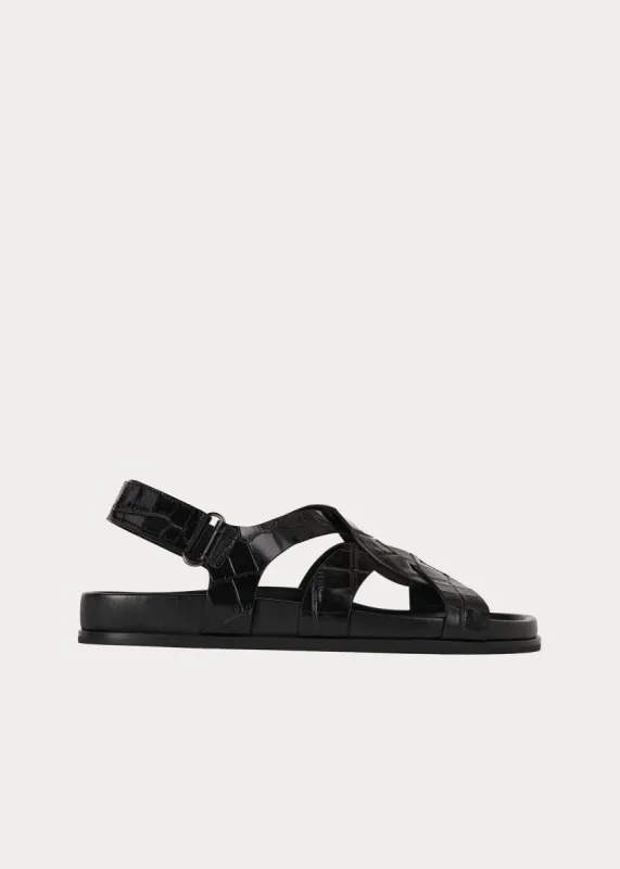 The Chunky Sandal black croco sold by Toteme