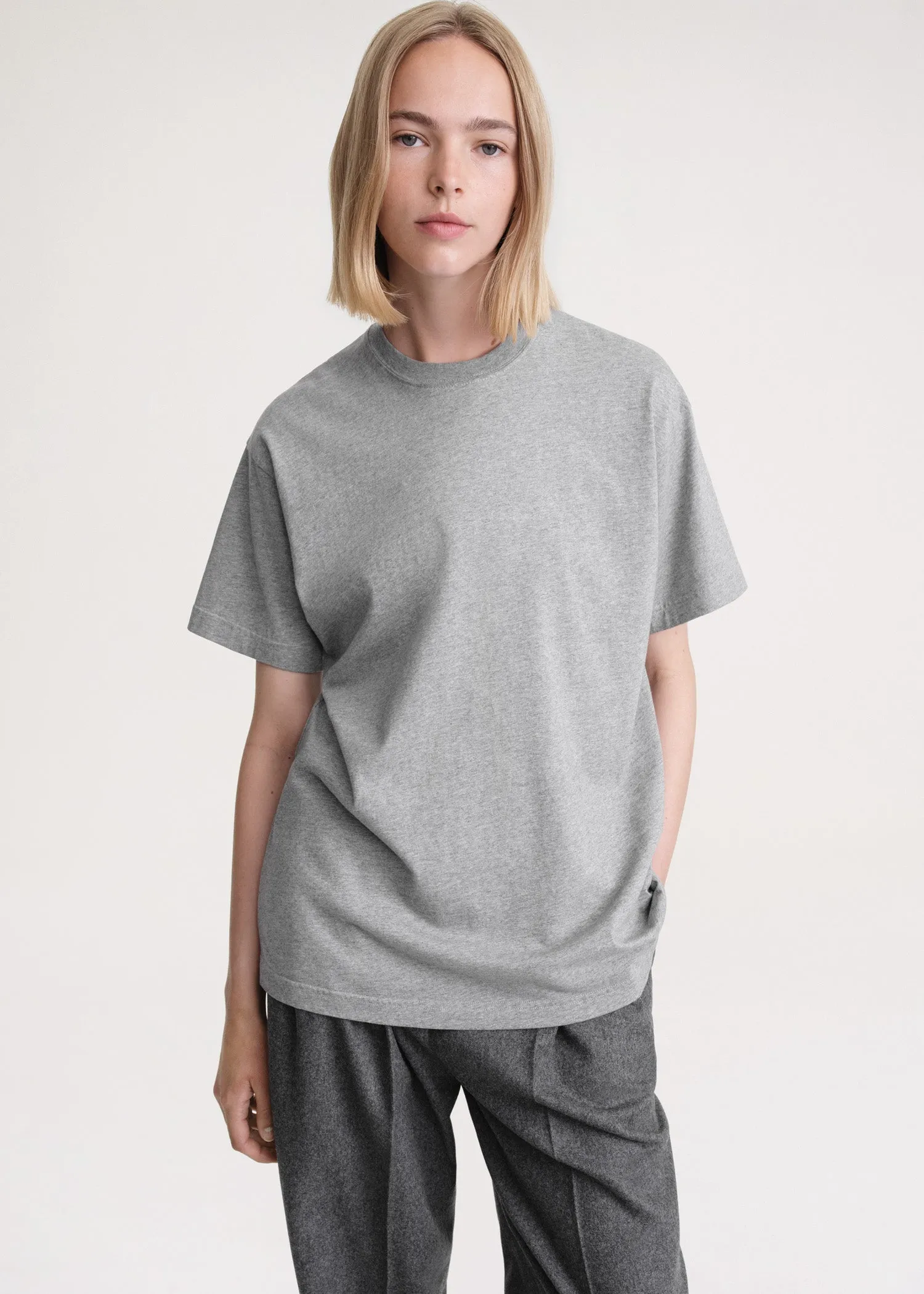 Straight cotton tee light grey melange sold by Toteme product image thumbnail 4