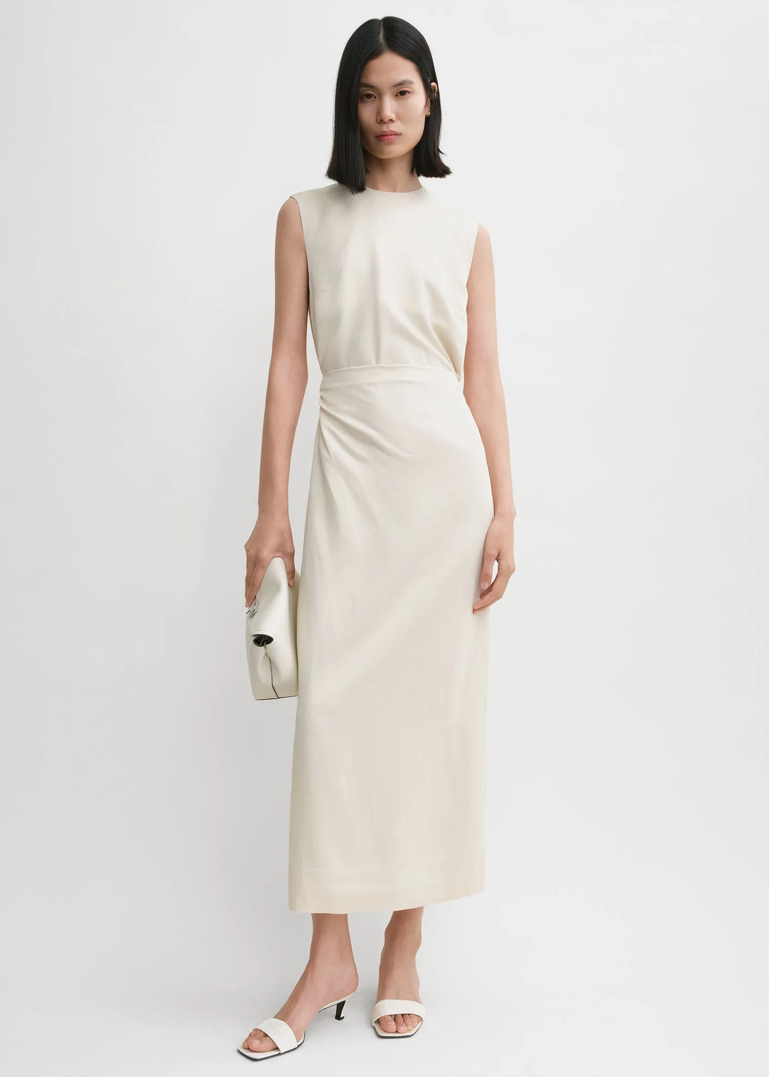Fluid tie-waist dress pearl | Parallel