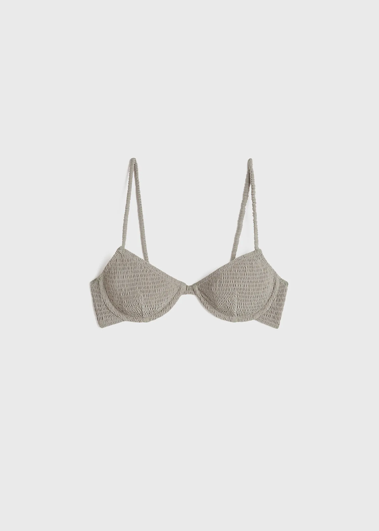 Smocked half-cup bikini top dove sold by Toteme product image thumbnail 5