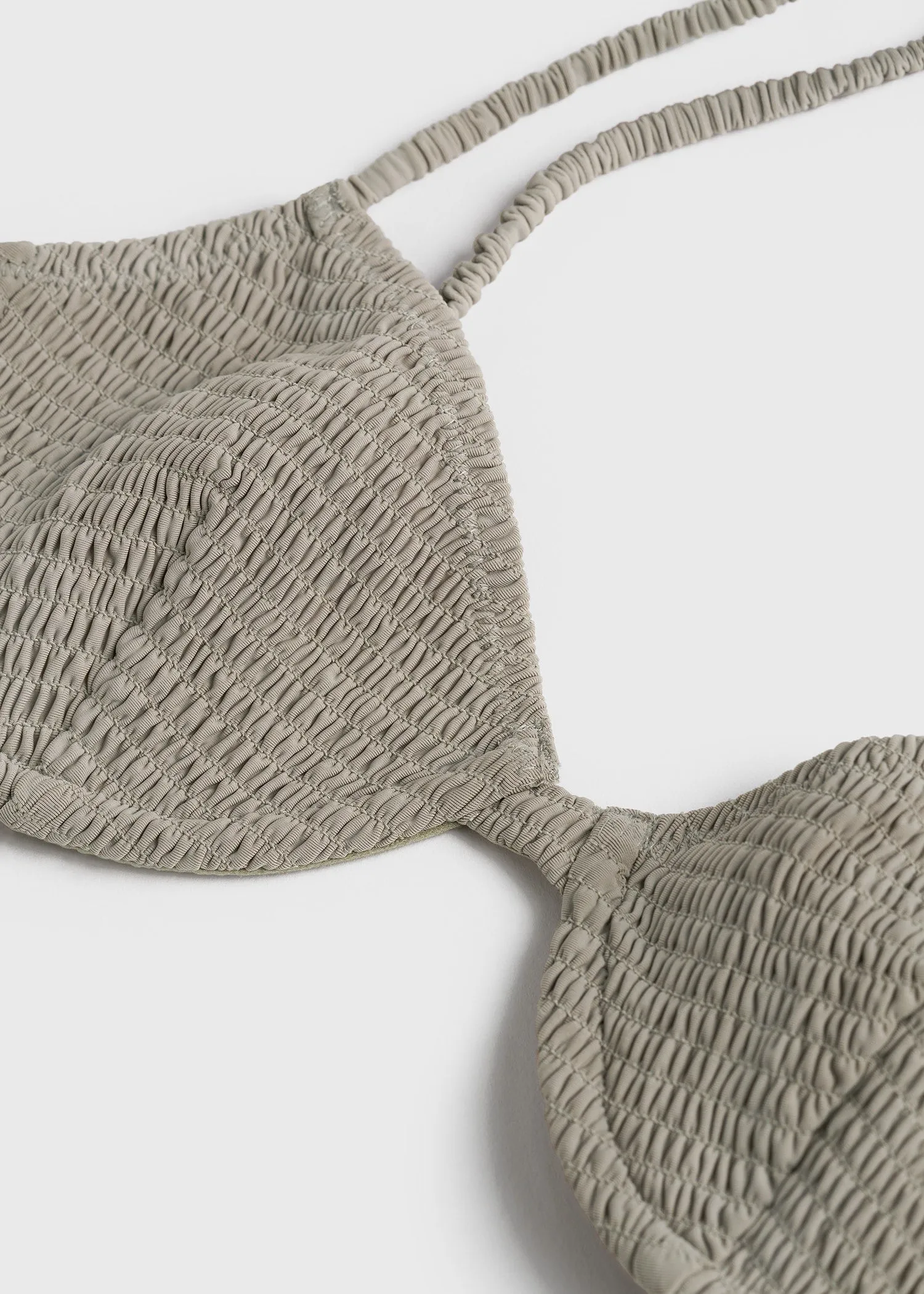 Smocked half-cup bikini top dove sold by Toteme product image thumbnail 4