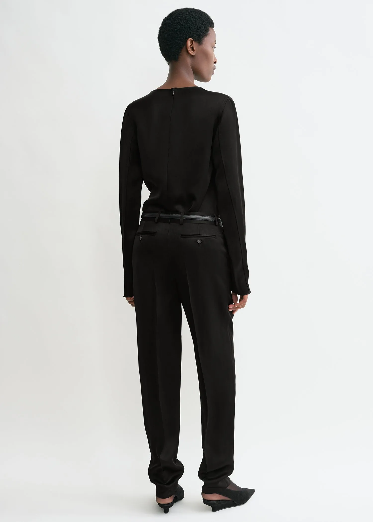 Long-sleeve satin top black sold by Toteme product image thumbnail 3