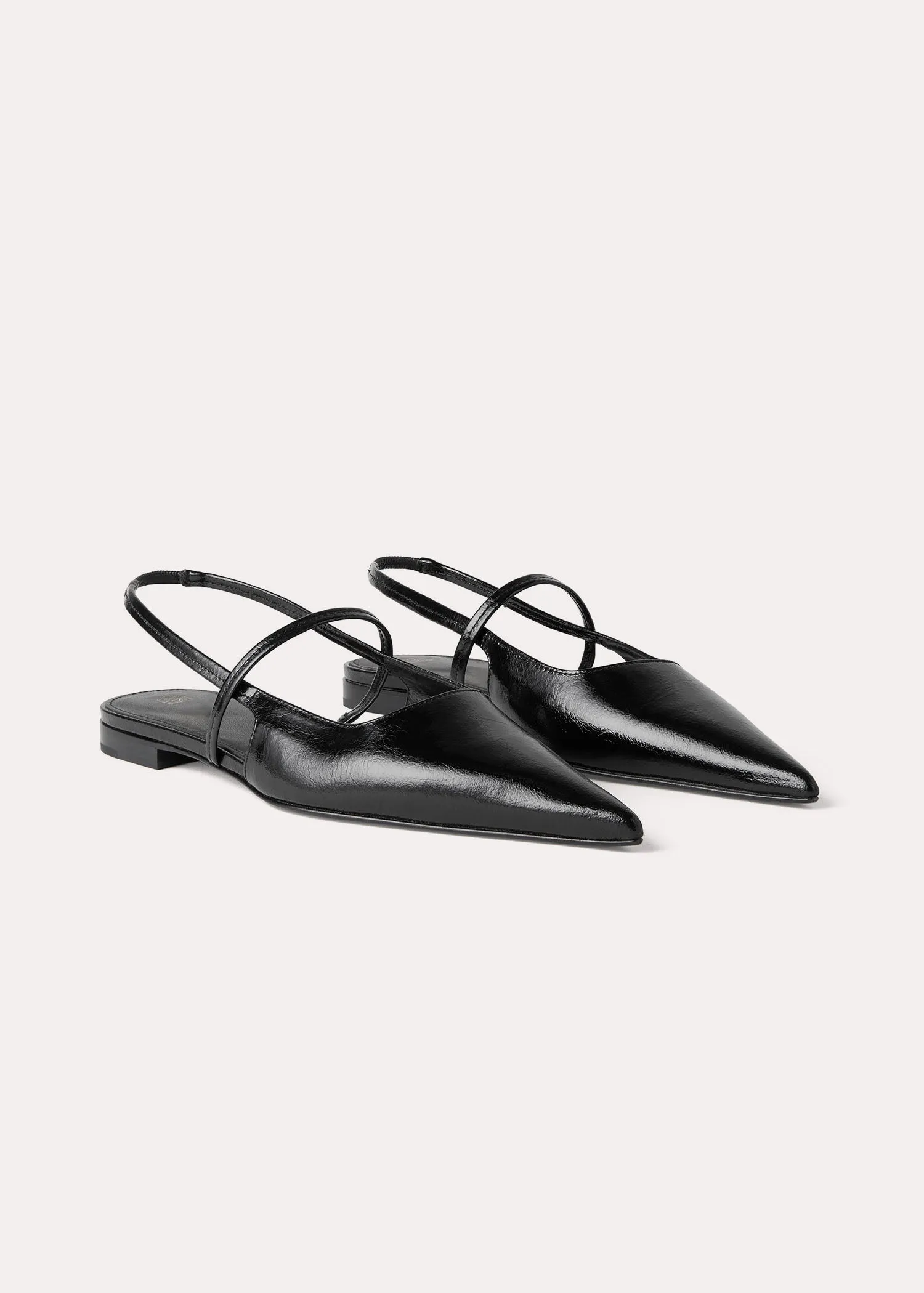 Sharp patent slingback flats black sold by Toteme product image thumbnail 3