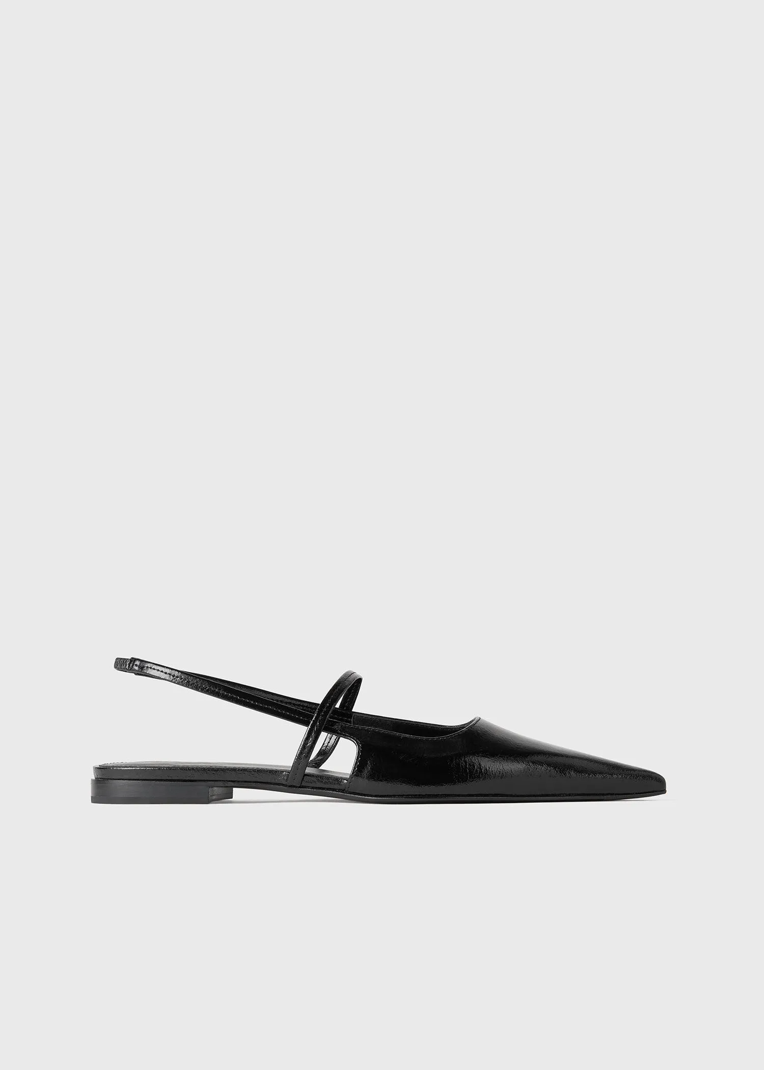 Sharp patent slingback flats black sold by Toteme