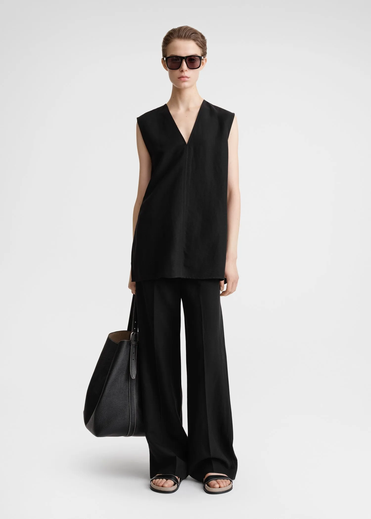 Fluid V-neck top black sold by Toteme