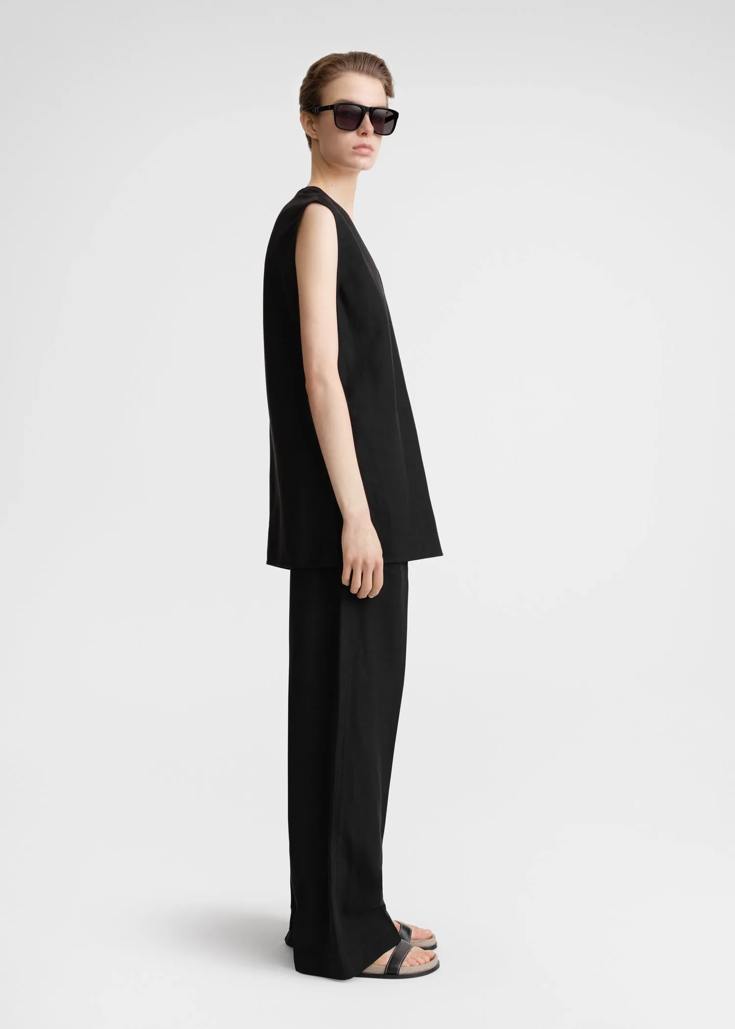 Fluid V-neck top black sold by Toteme product image thumbnail 2