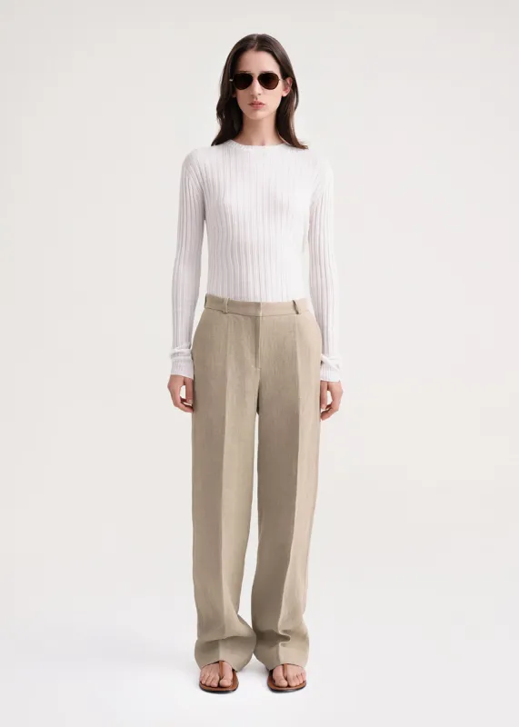 Mid-waist straight trousers wheat mélange sold by Toteme
