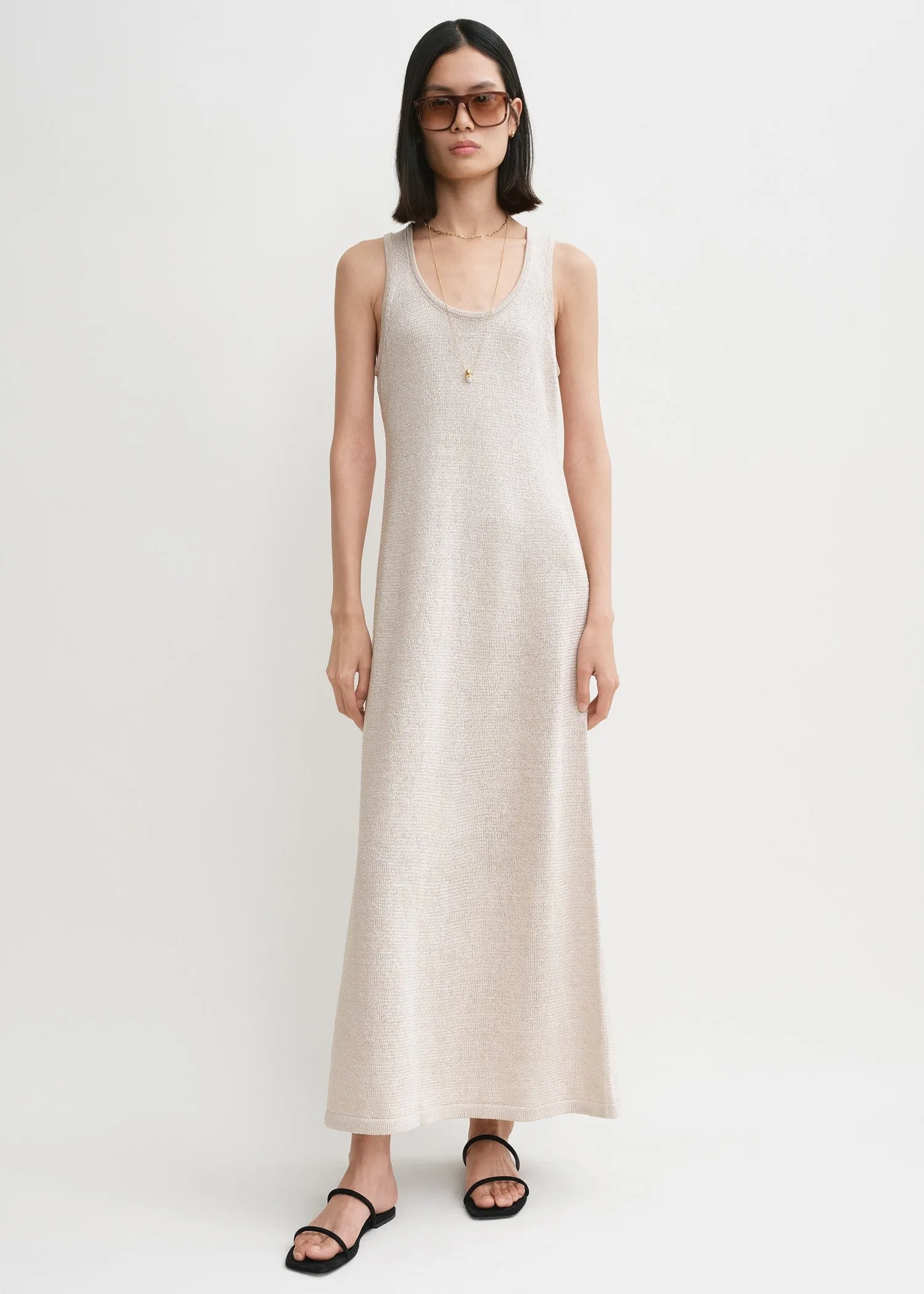 Raffia-effect knit dress beige sold by Toteme