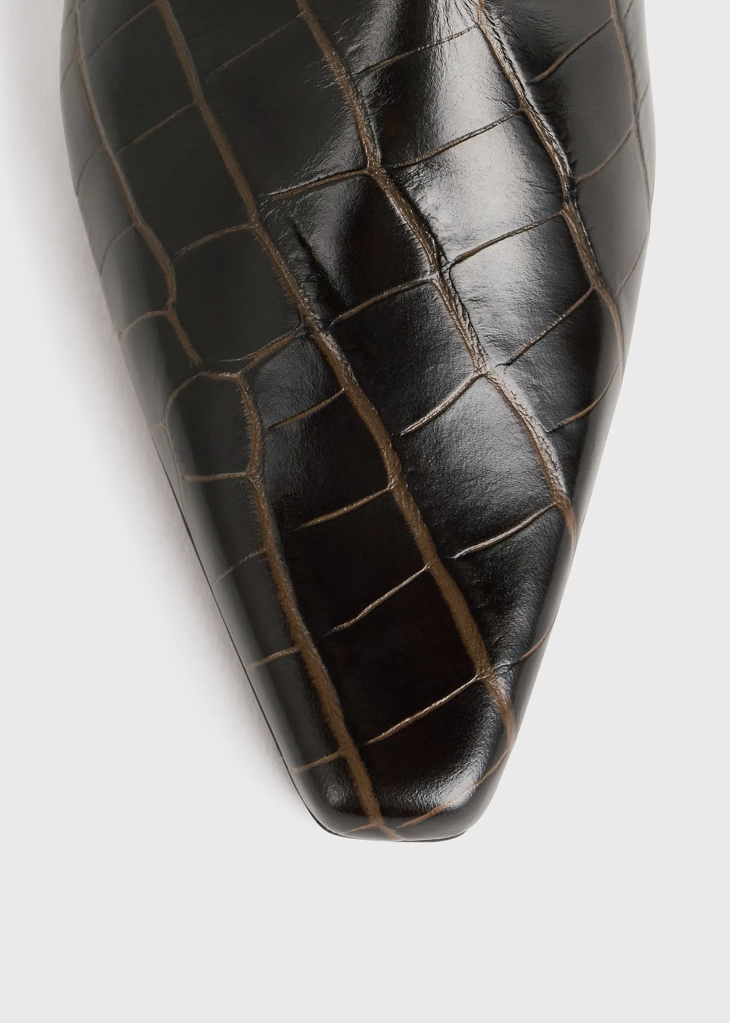 Slim croco-embossed knee-high boots dark brown sold by Toteme product image thumbnail 4