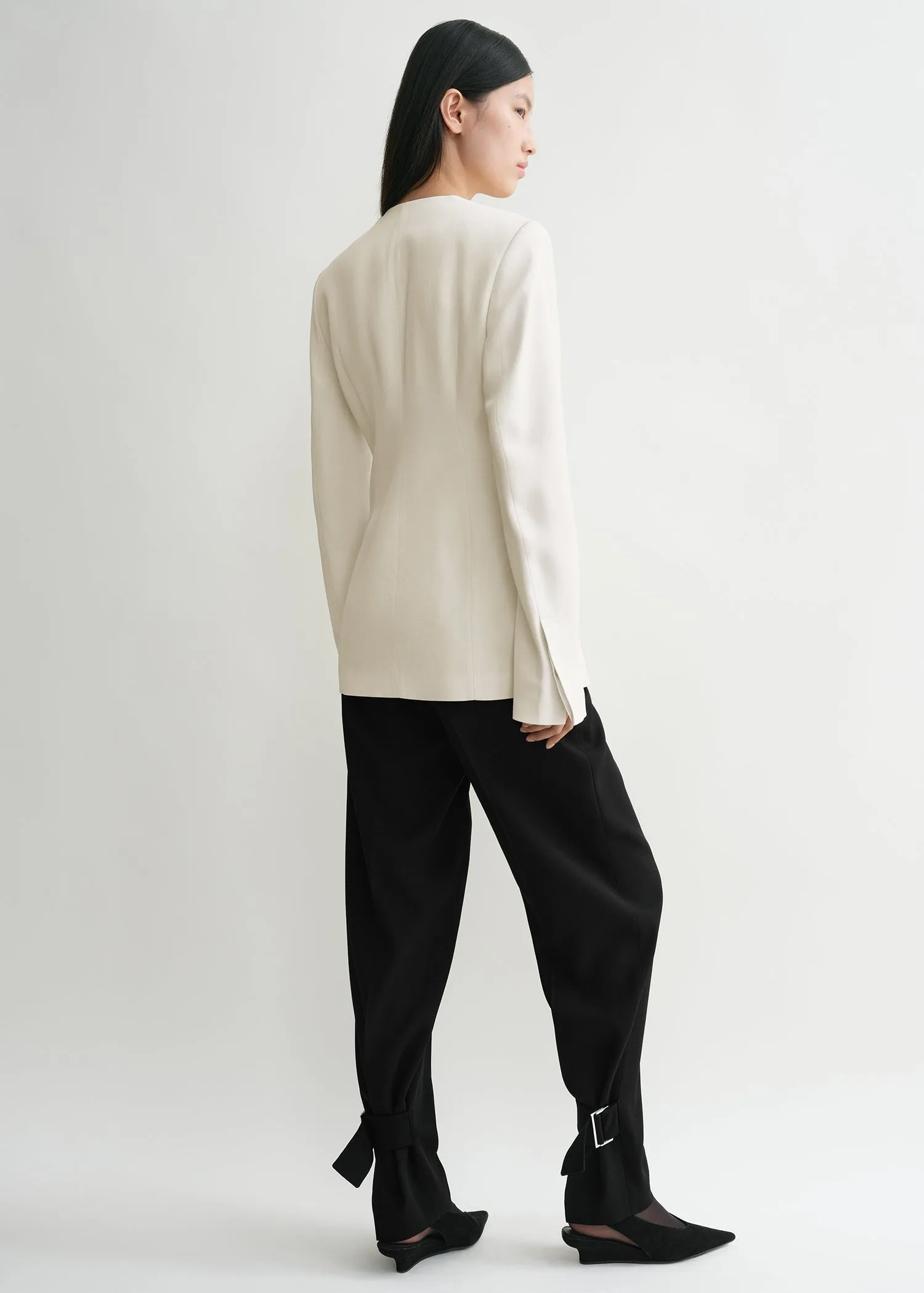 Collarless cinched jacket ecru sold by Toteme product image thumbnail 4