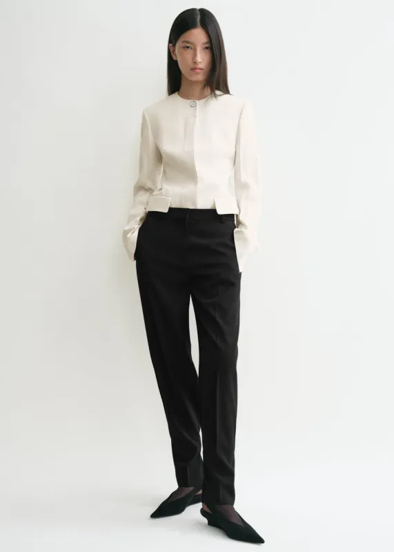 Collarless cinched jacket ecru sold by Toteme