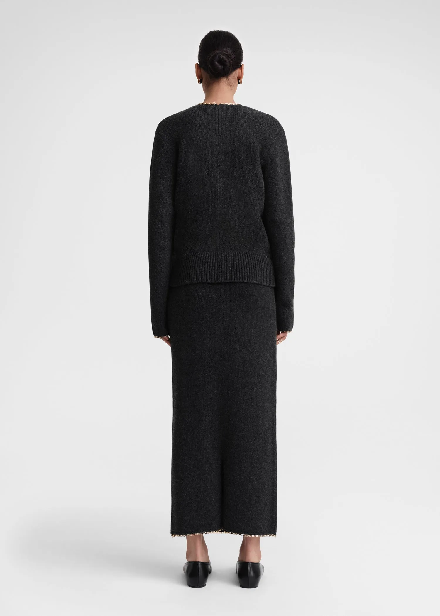 Chain-edge knit skirt charcoal mélange sold by Toteme product image thumbnail 3