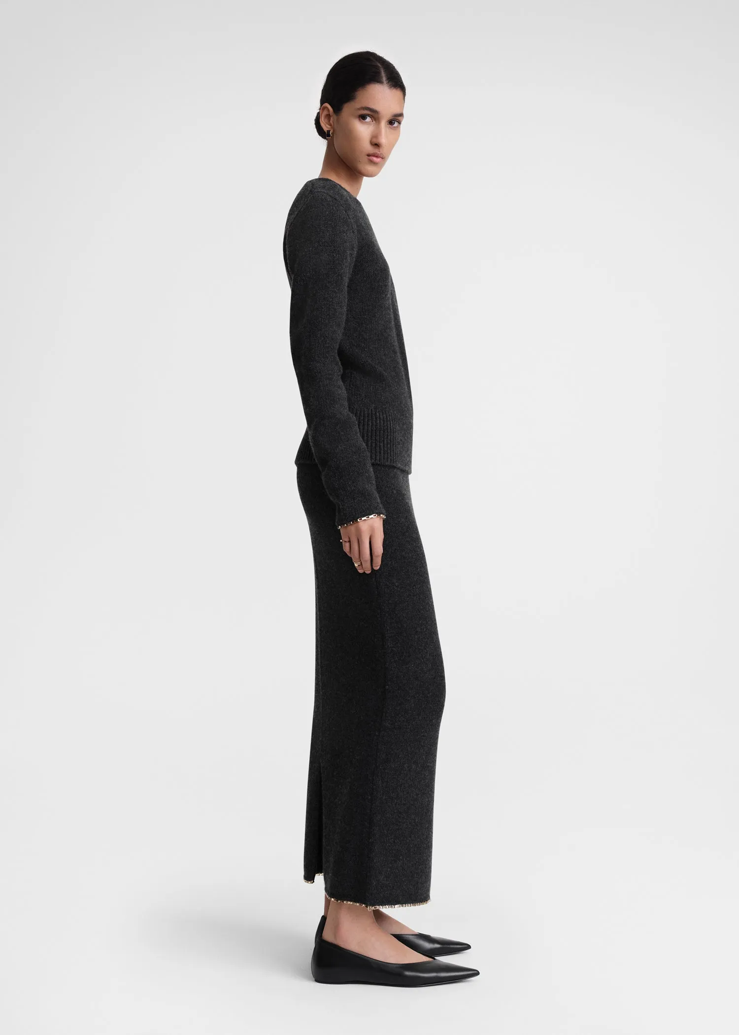 Chain-edge knit skirt charcoal mélange sold by Toteme product image thumbnail 2