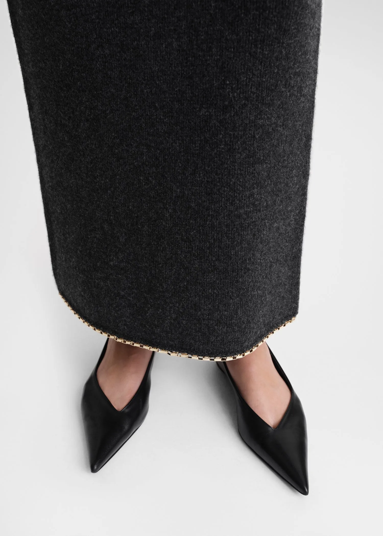 Chain-edge knit skirt charcoal mélange sold by Toteme product image thumbnail 4