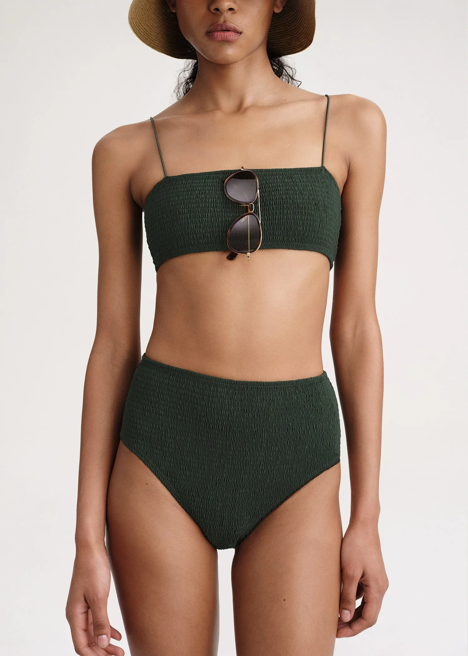 Smocked bikini bottoms dark green sold by Toteme product image thumbnail 4