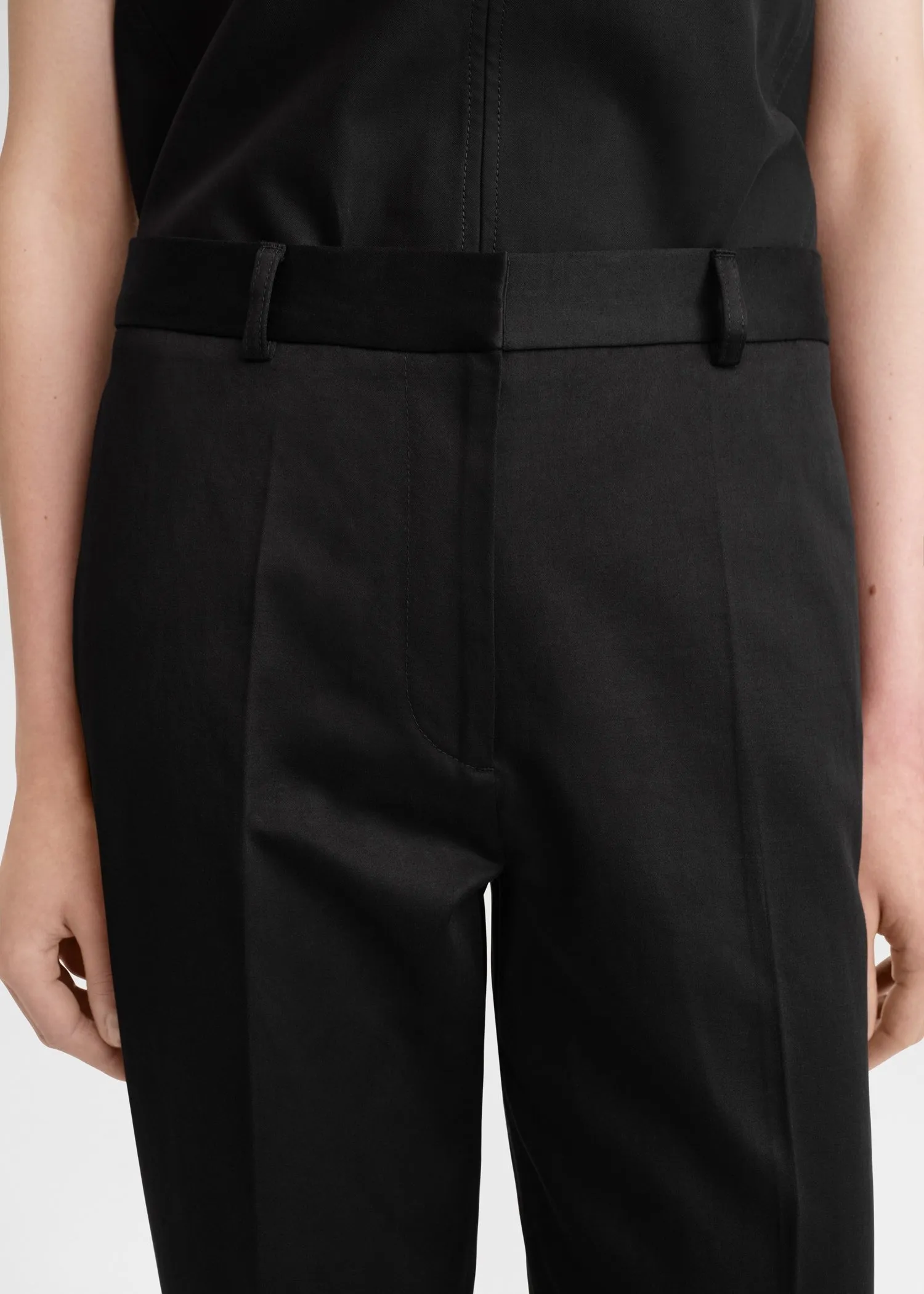 Straight satin trousers black sold by Toteme product image thumbnail 4