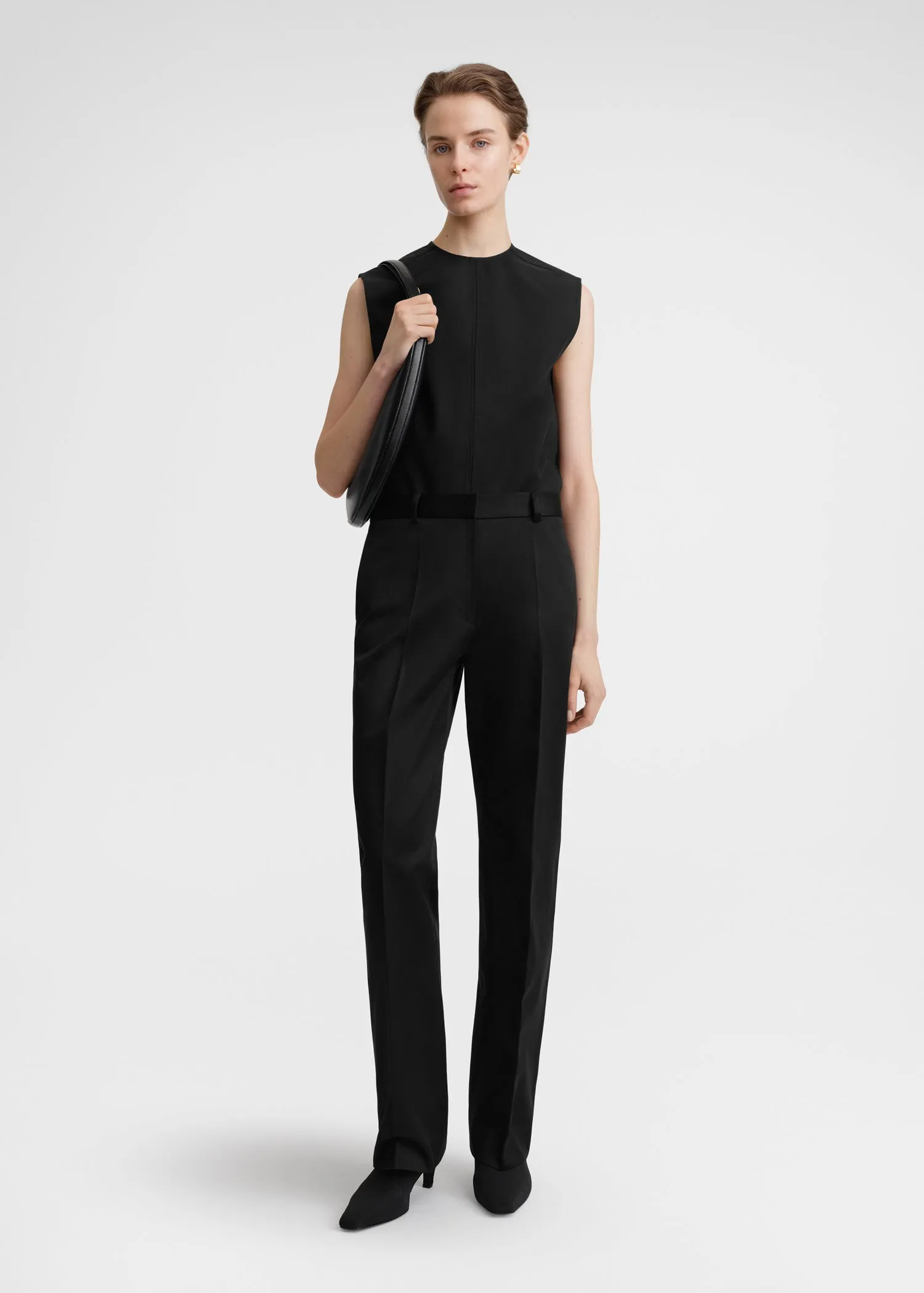 Straight satin trousers black sold by Toteme