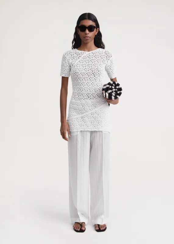 Crochet-knitted twist top white sold by Toteme