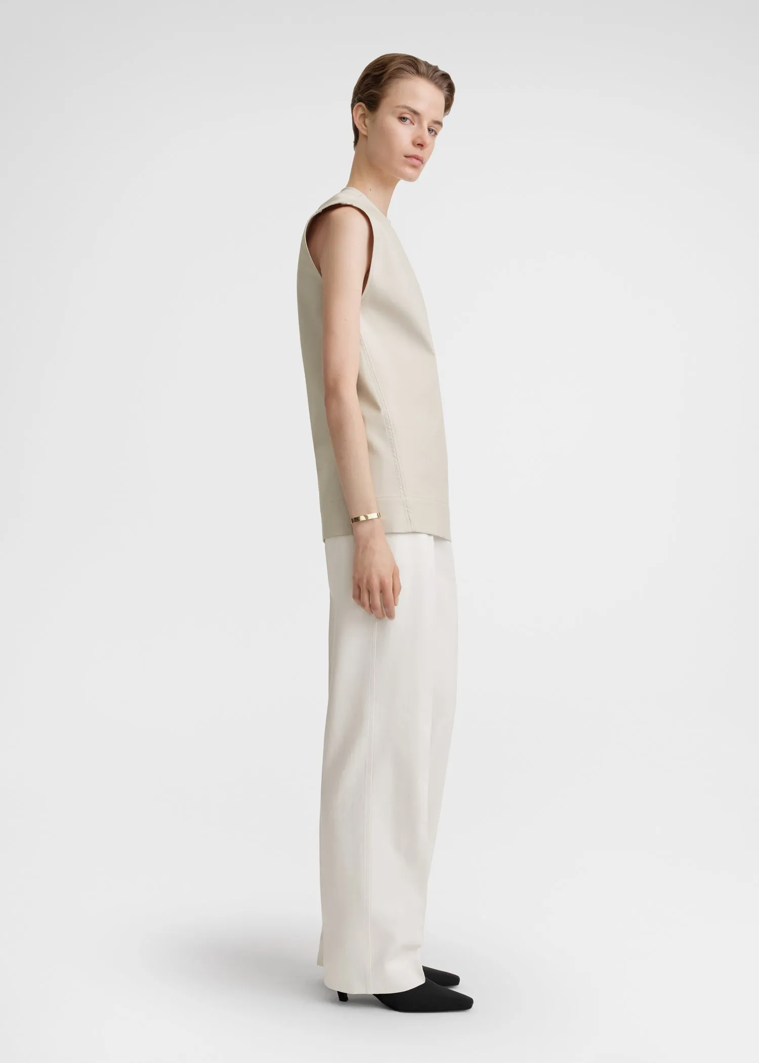 Sleeveless twisted-seam top pebble sold by Toteme product image thumbnail 2