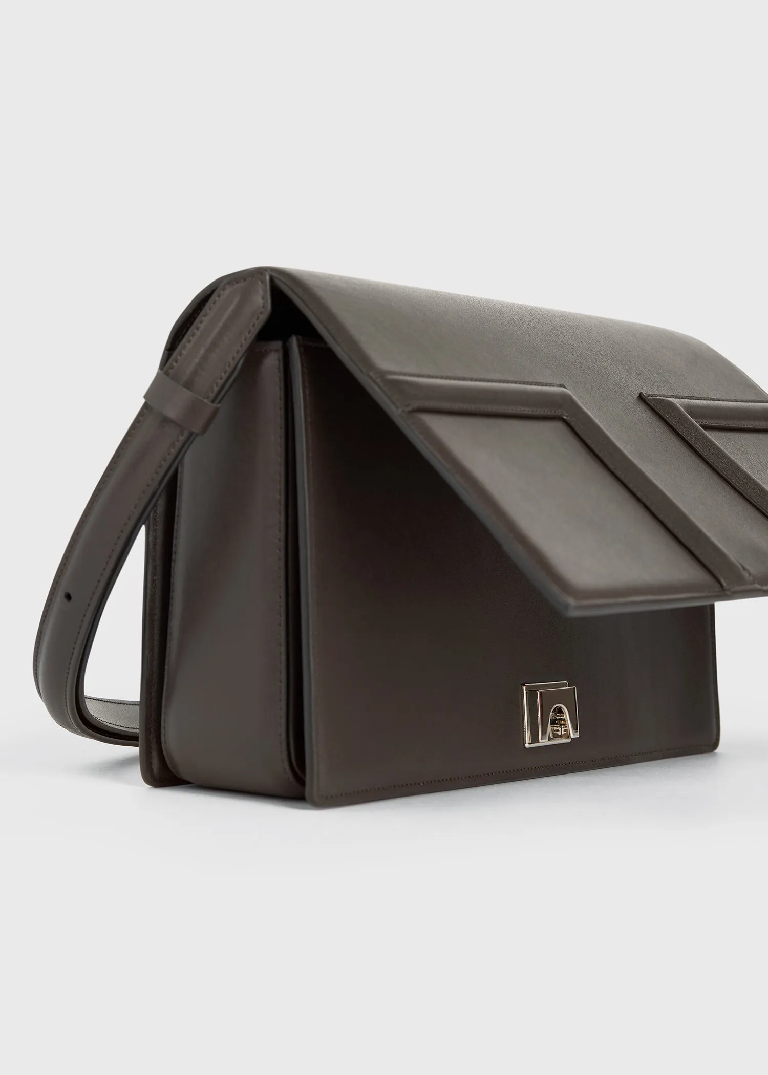 T-Flap leather bag coffee sold by Toteme product image thumbnail 5
