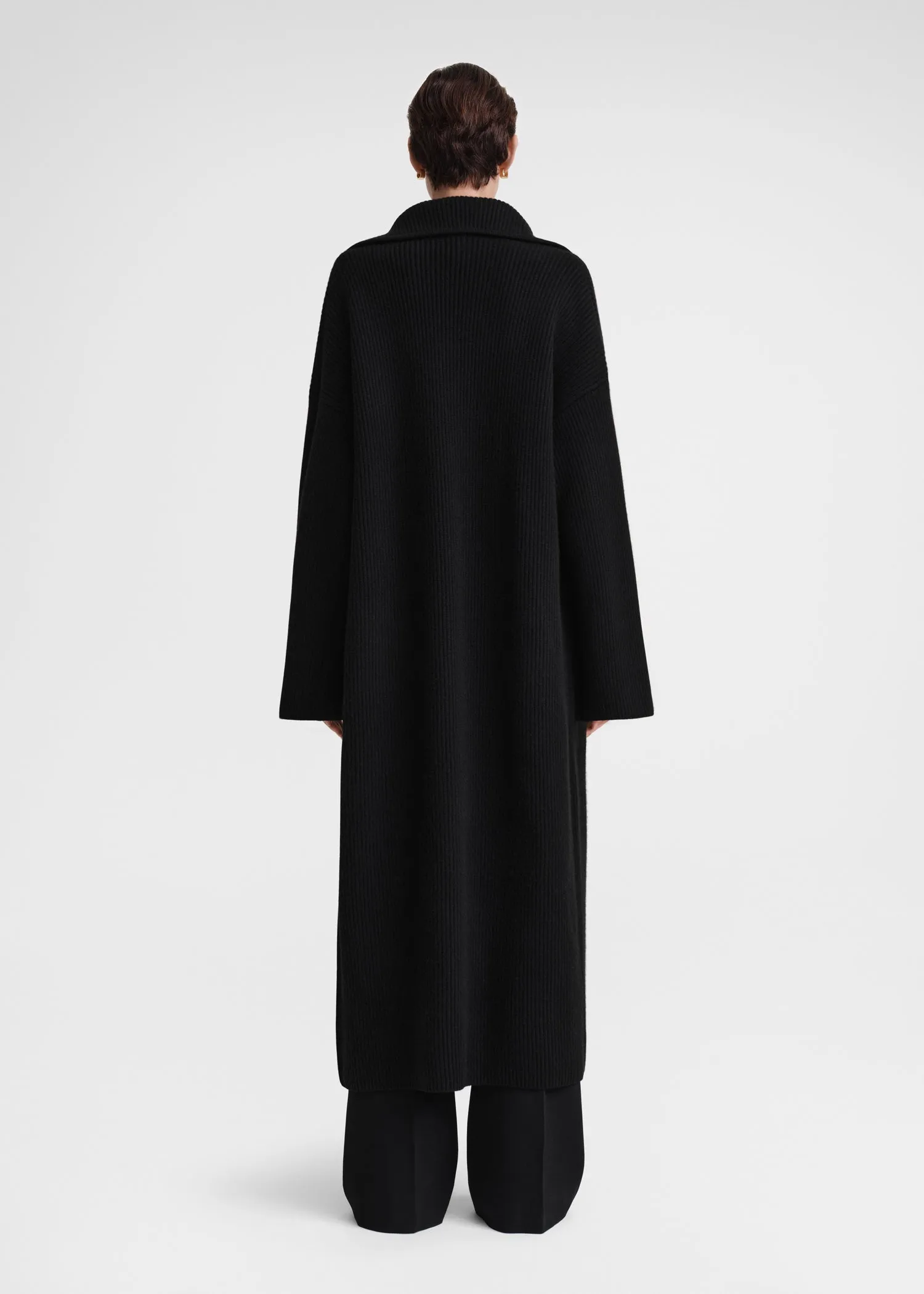 Rib-knit cardi coat black sold by Toteme product image thumbnail 3