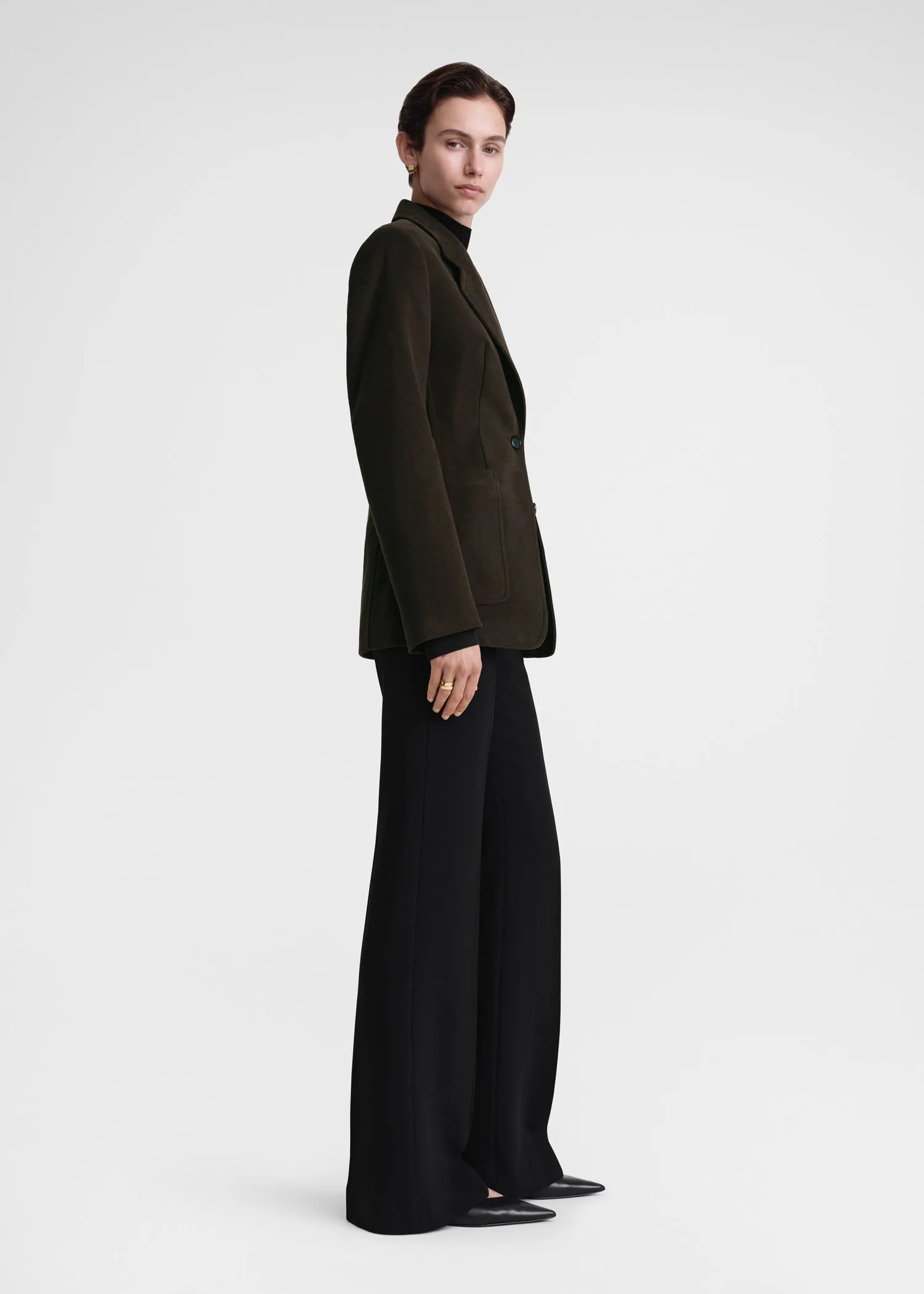 Cinched-waist moleskin blazer espresso sold by Toteme product image thumbnail 2