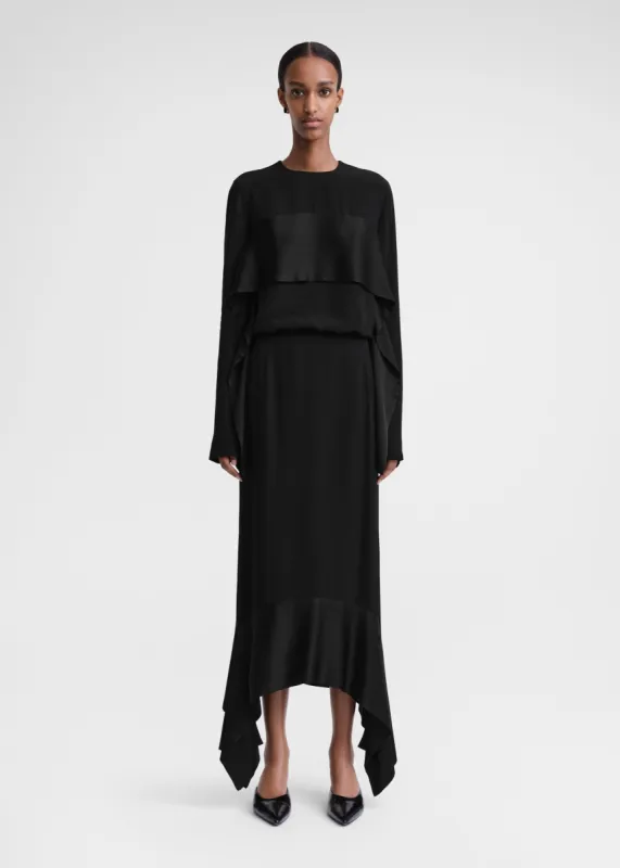 Satin-sash crepe skirt black sold by Toteme