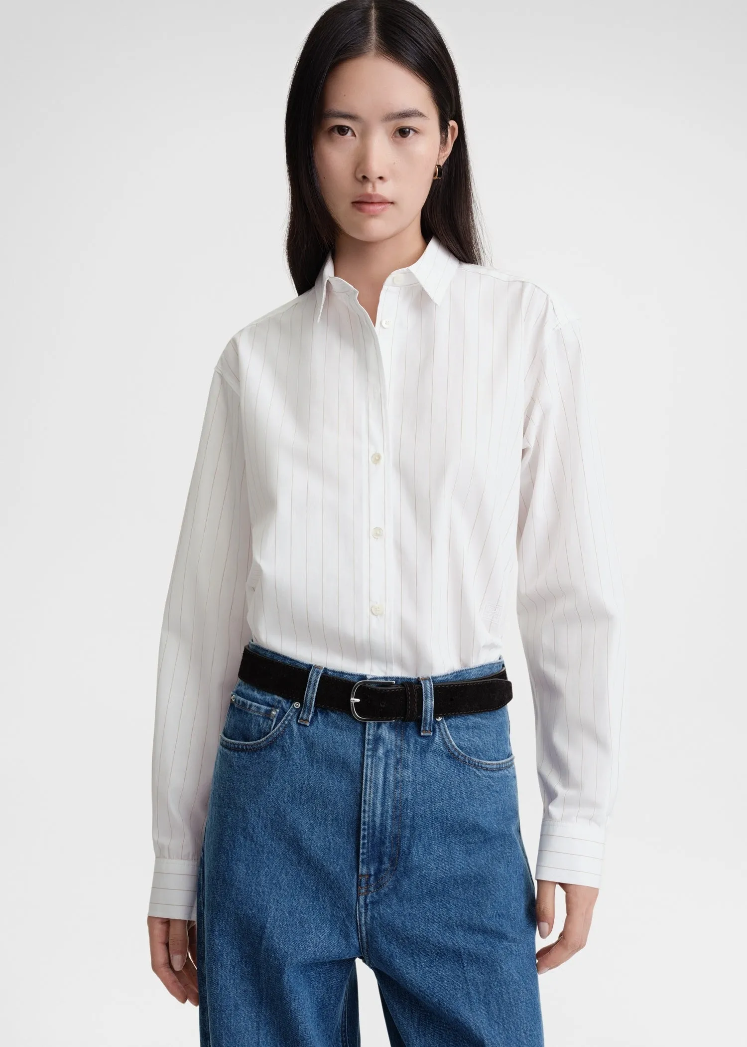 Signature cotton shirt white/ochre sold by Toteme product image thumbnail 2
