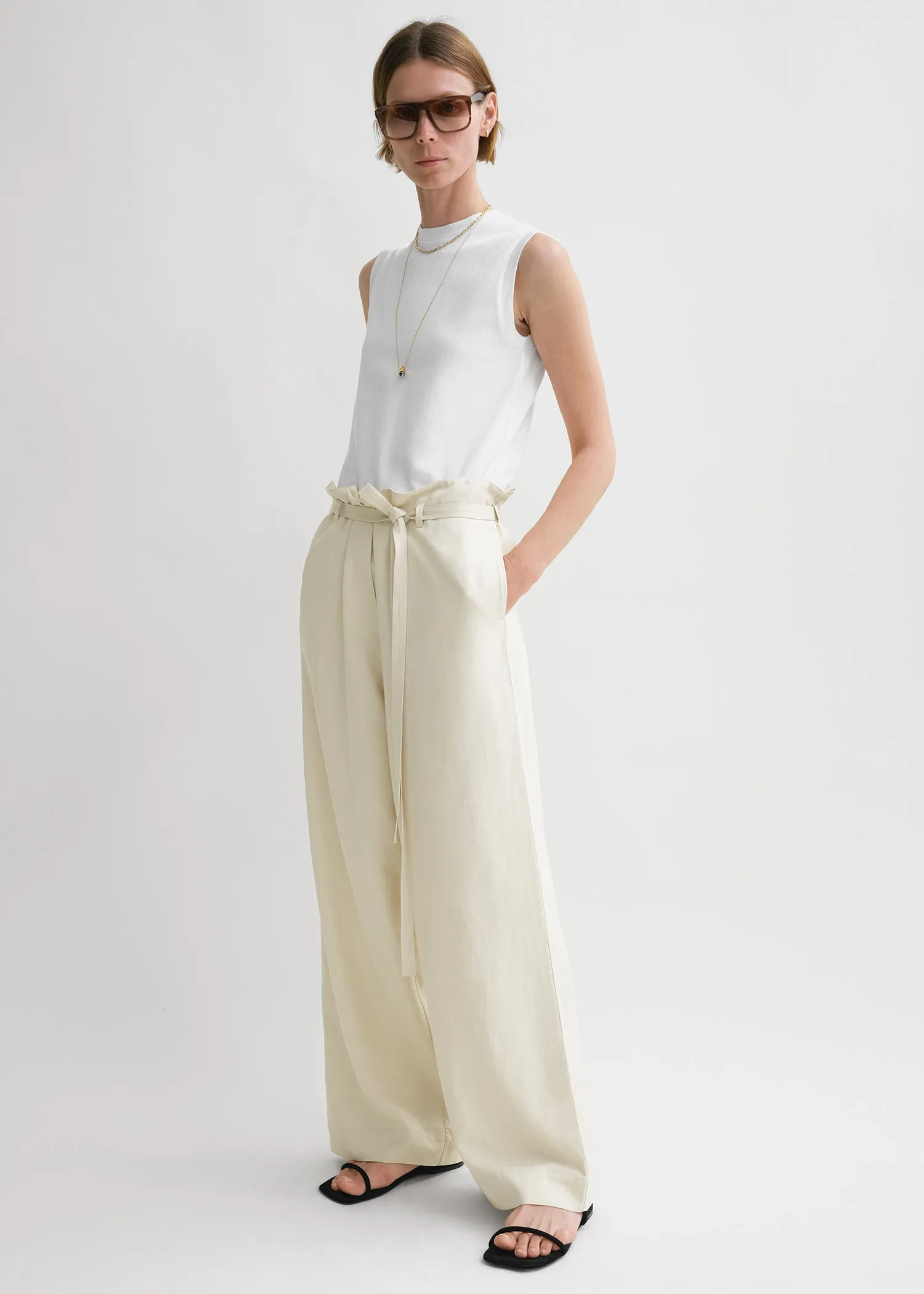 Fluid tie-waist trousers pearl sold by Toteme product image thumbnail 2